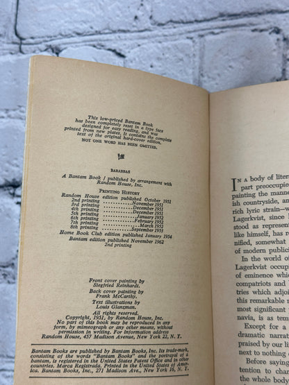 Barabbas by Par Lagerkvist [Bantam · 2nd Printing · 1962]