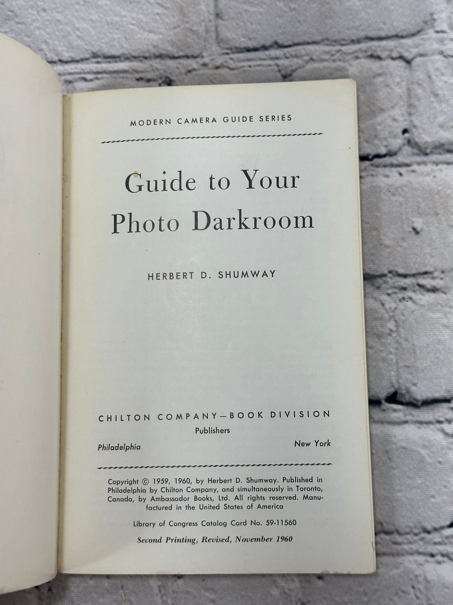 Guide To Your Photo Darkroom by Herbert D. Shumway [2nd Printing · 1960]