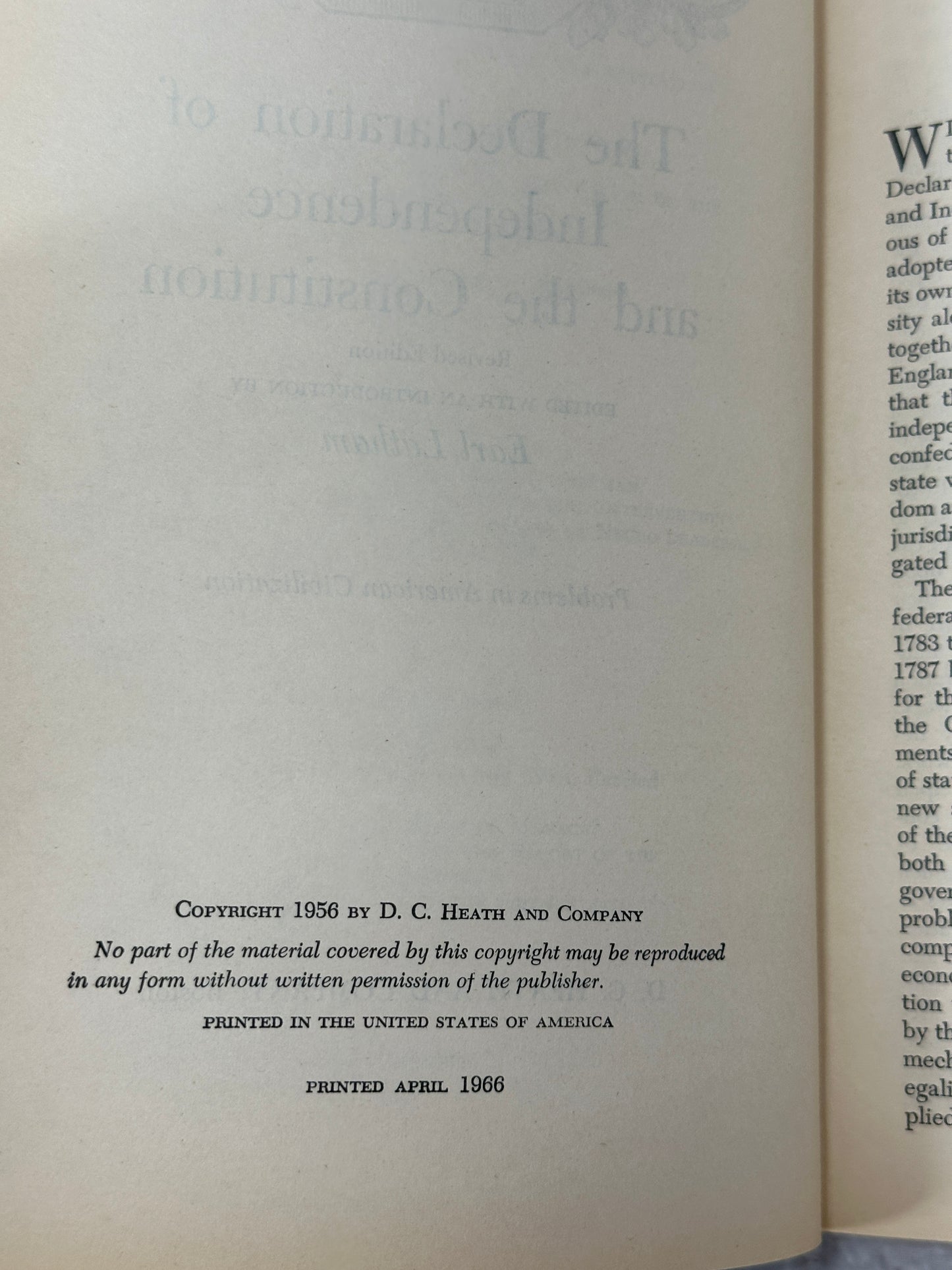 The Declaration of Independence Problems in American Civ. [Revised Ed. · 1966]