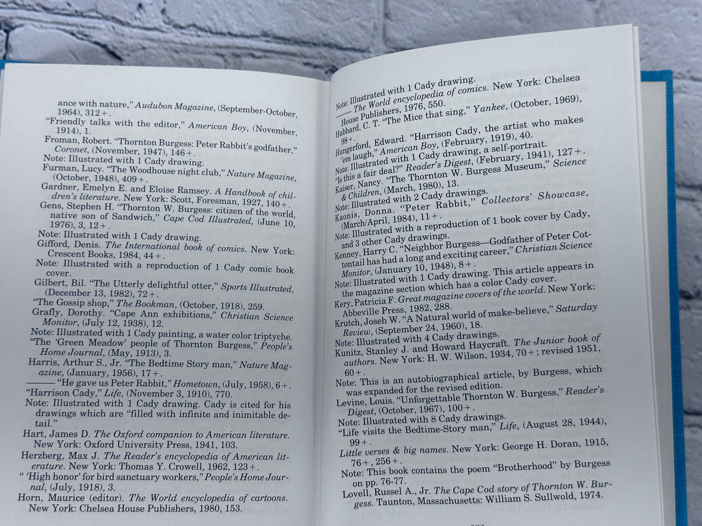 Thornton Burgess Harrison Cady A Book, Magazine and Newspaper Bibliography By Michael Dowhan [Signed · 1990]