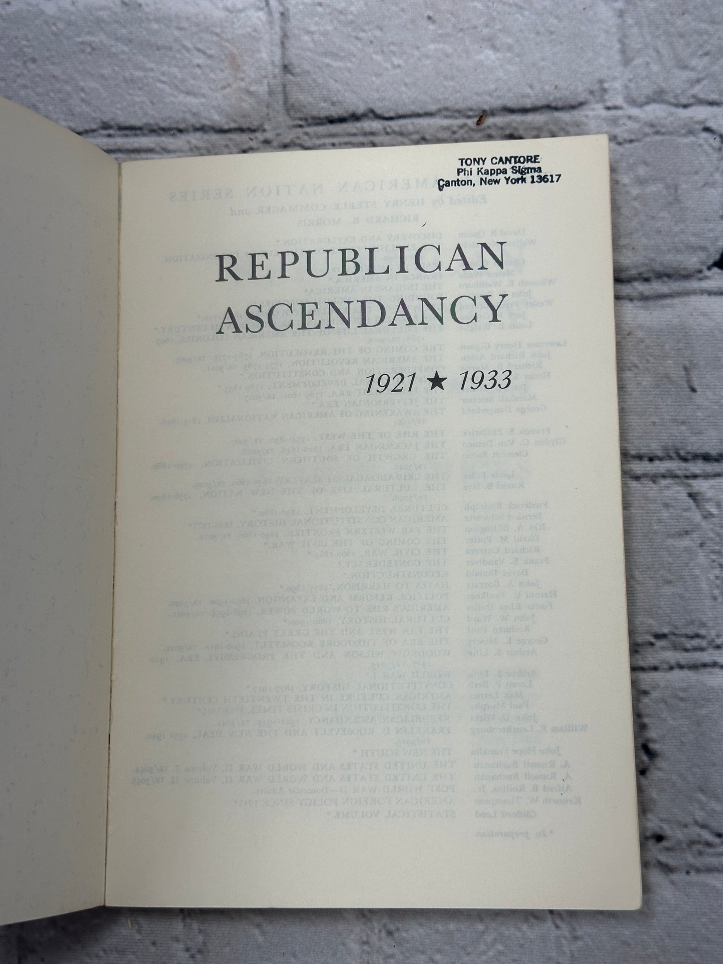 Republican Ascendancy by John D Hicks [1963]