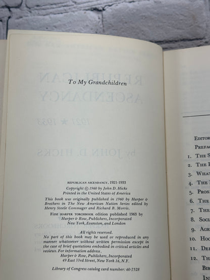 Republican Ascendancy by John D Hicks [1963]