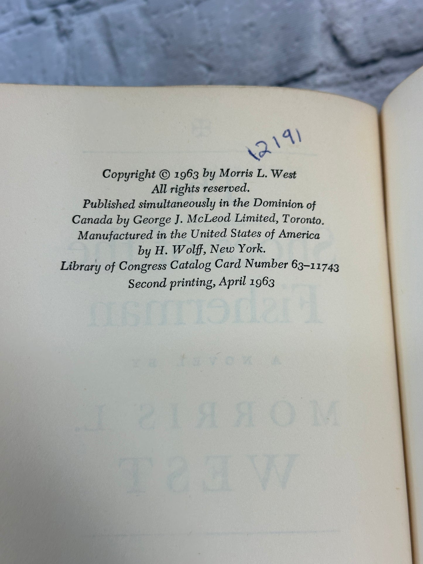 The Shoes of the Fisherman by Morris L. West [1963 · First Edition · Ex-Library]