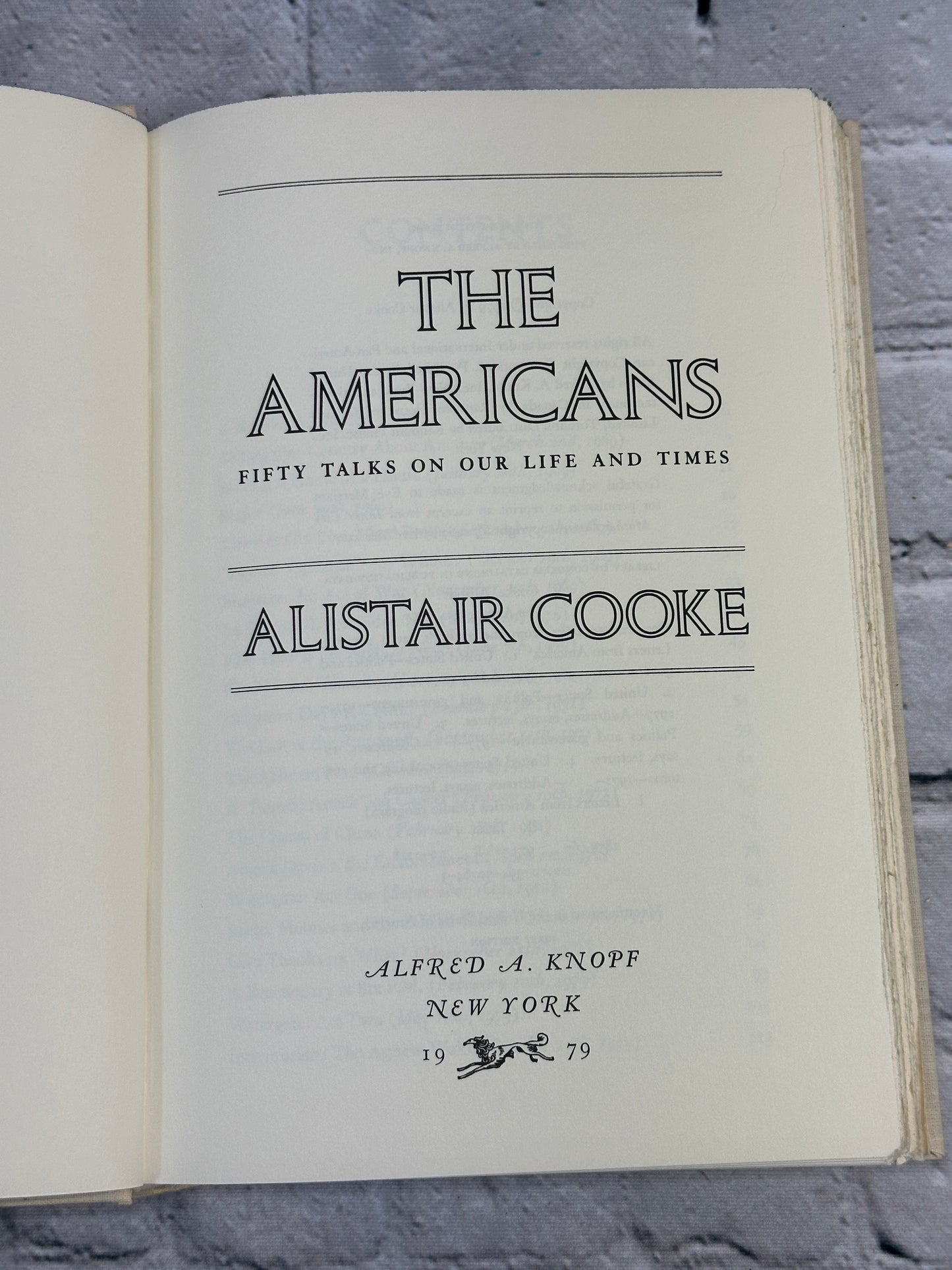 The Americans: Fifty Talks on our life..by Alistair Cooke [1979 · First Edition]