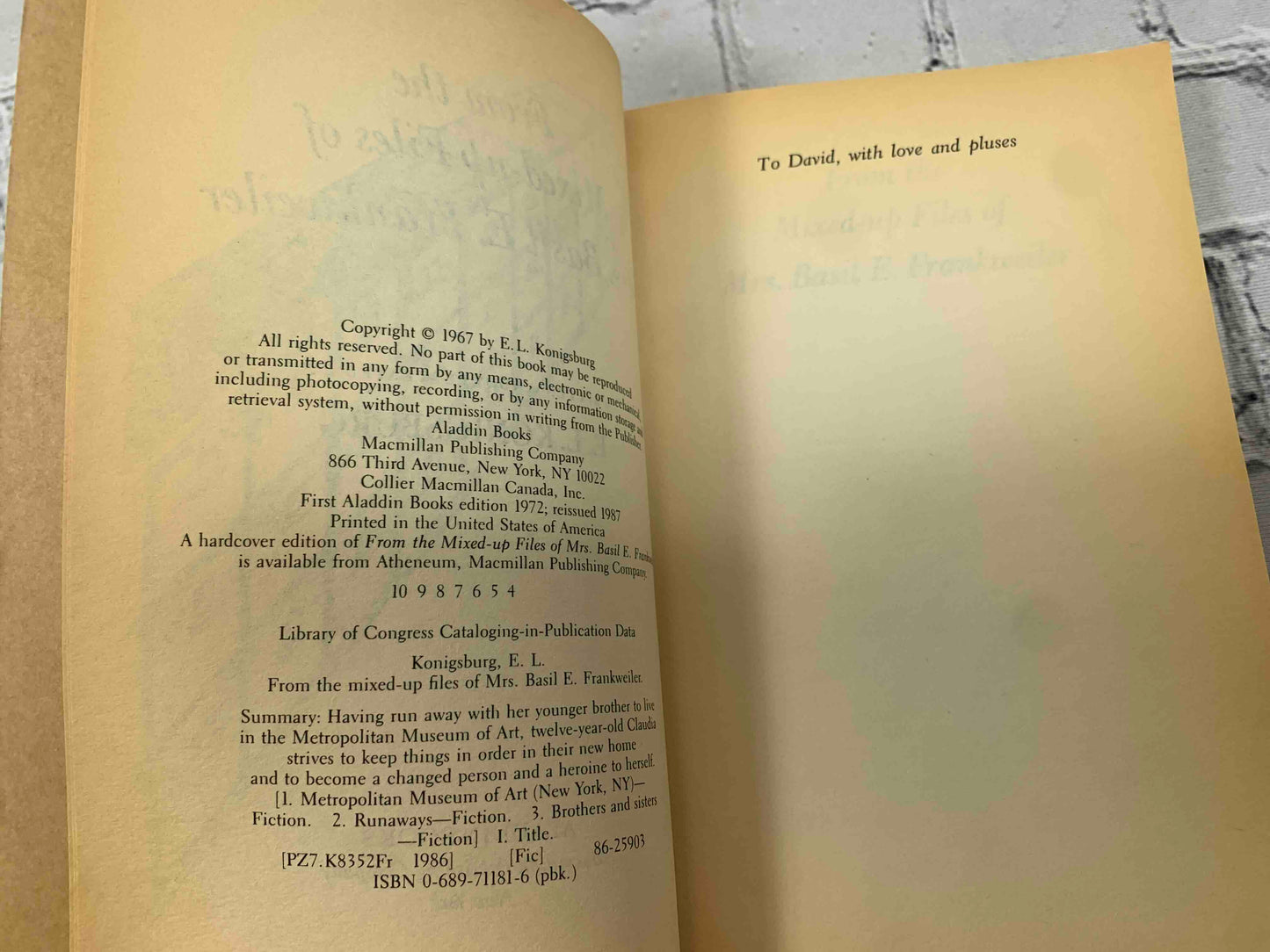 From the Mixed-Up Files of Mrs. Basil E. Frankweiler