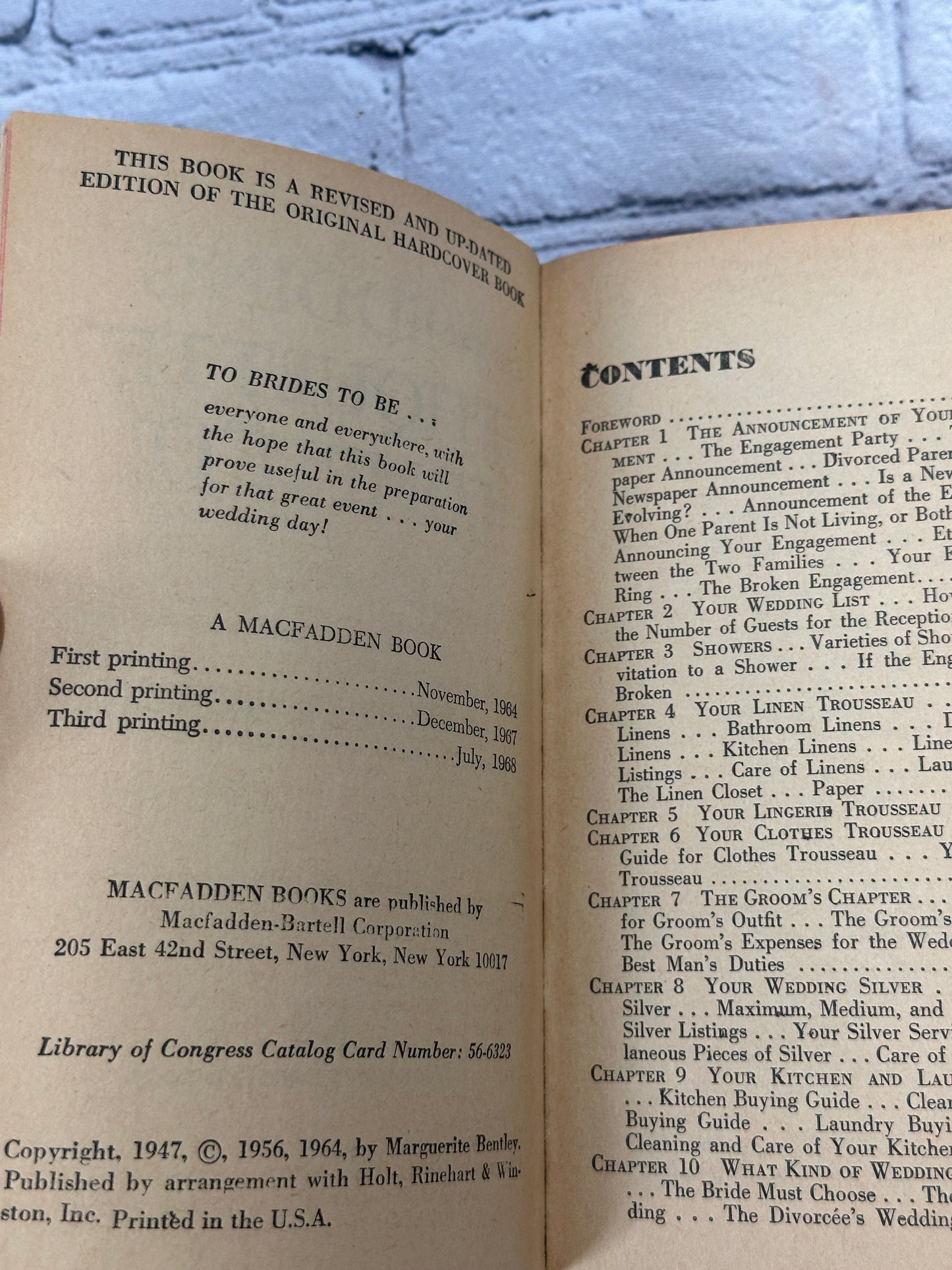 Wedding Etiquette Complete by Marguerite Bentley [1968]