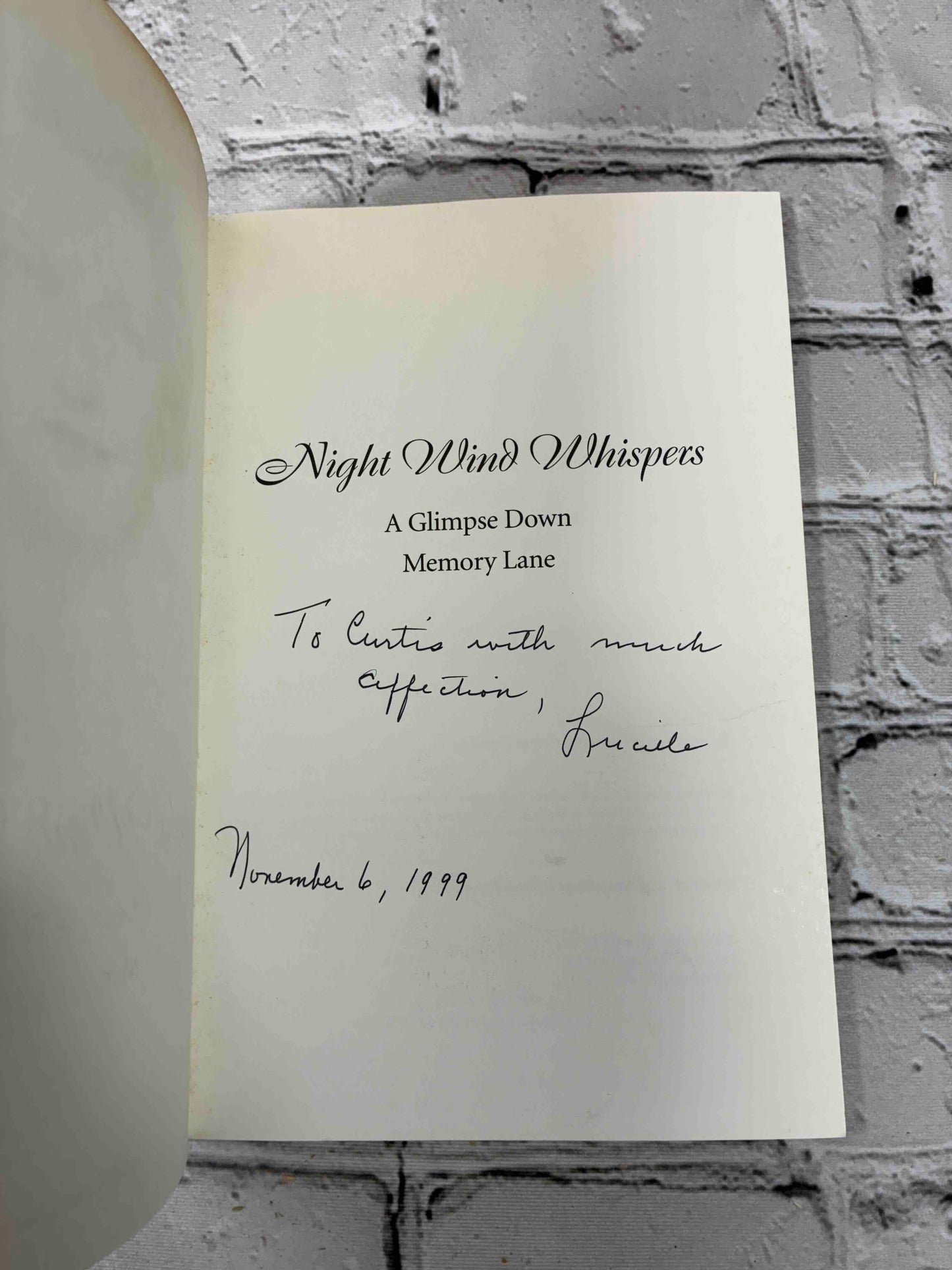 Night Wind Whispers: A Glimpse Down Memory Lane (Signed)