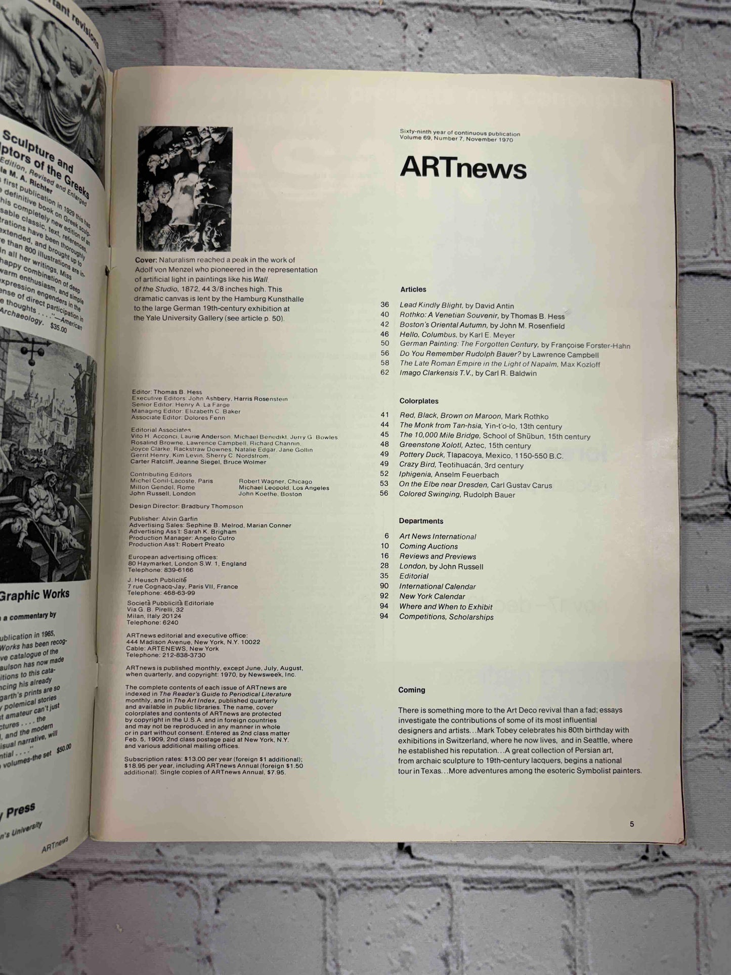 Artnews Magazine (November 1970)