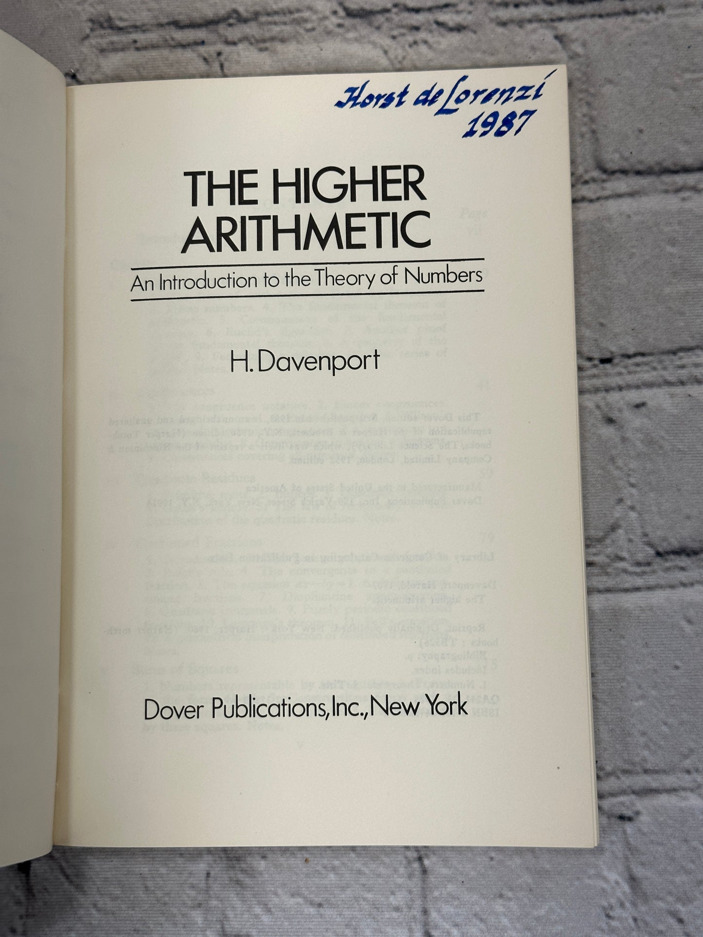 The Higher Arithmetic: An Introduction to the Theory.. by H.Davenport [1983]