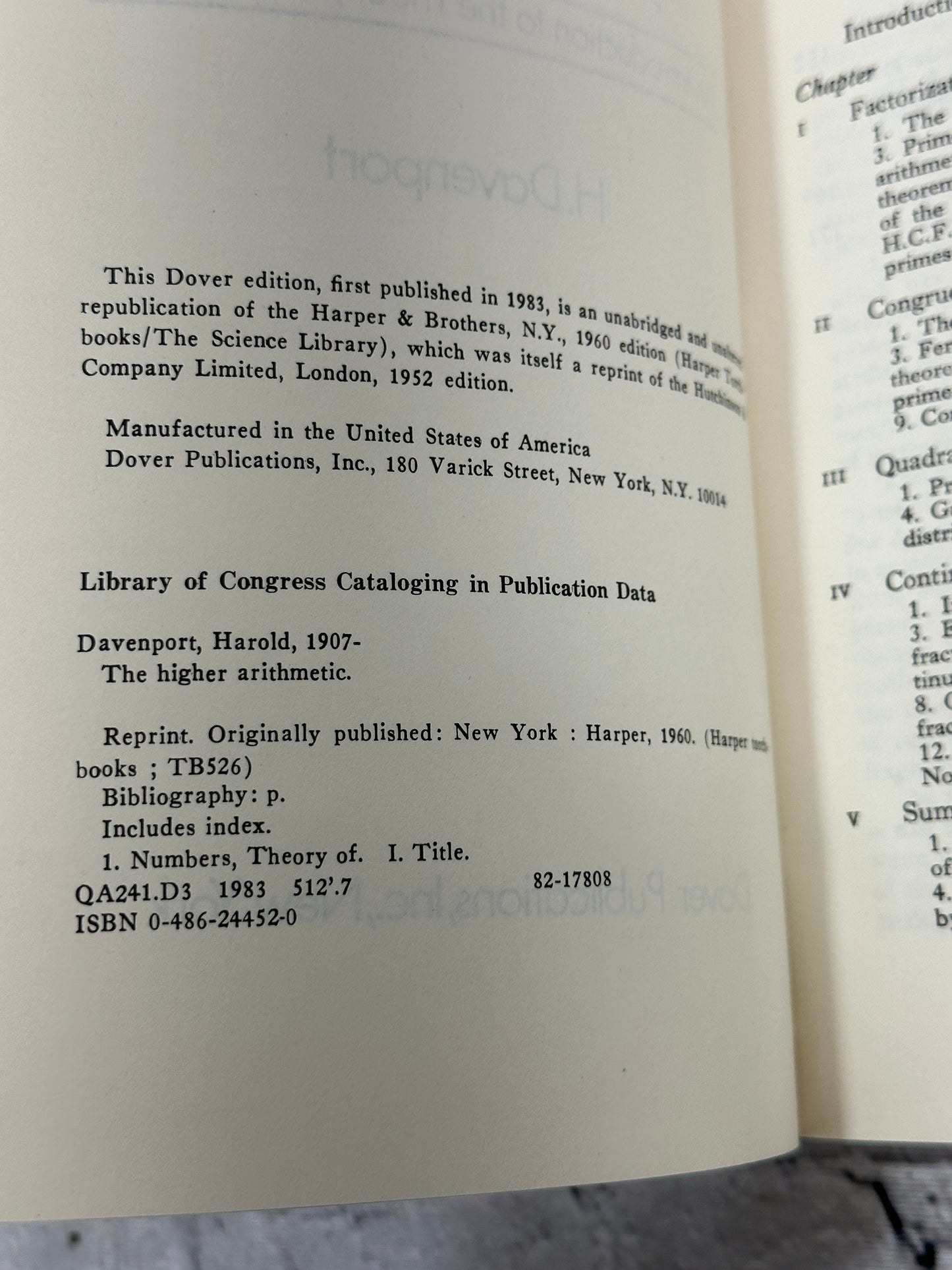 The Higher Arithmetic: An Introduction to the Theory.. by H.Davenport [1983]