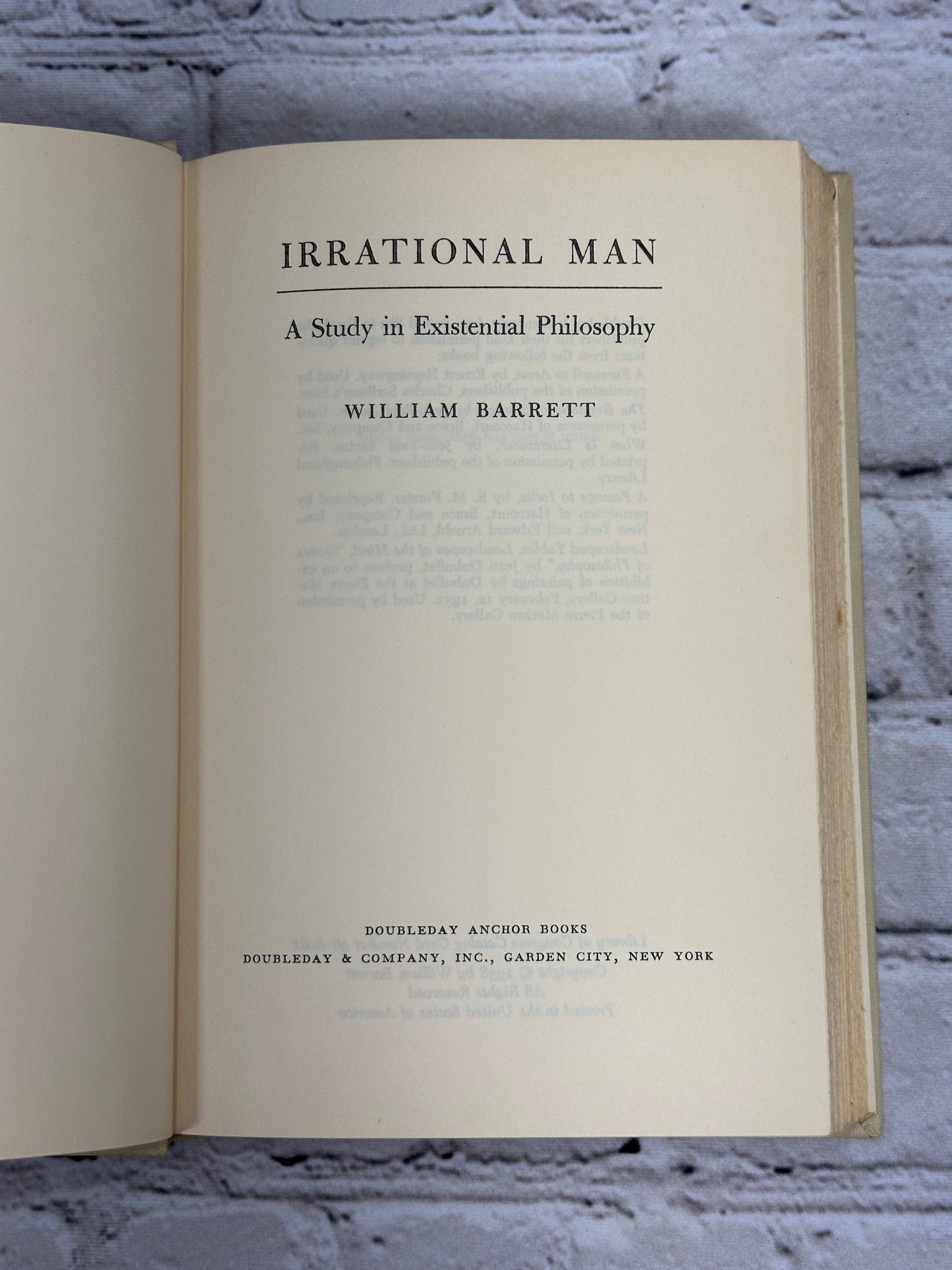 Irrational Man: A Study in Existential Philosophy by William Barrett [1958]