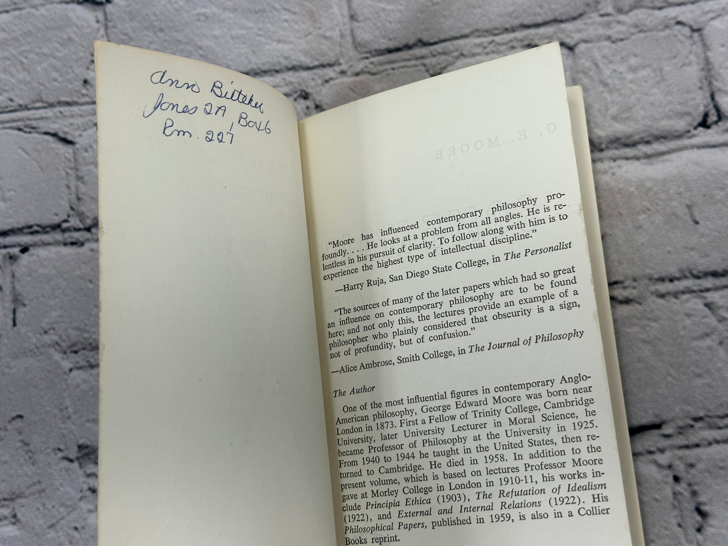 Some Main Problems of Philosophy by G.E. Moore [1962]