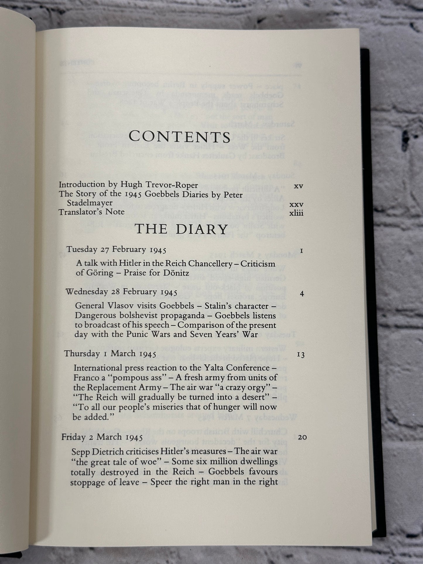 The Diaries of Joseph Goebbels: Final Entires.. ed. by Hugh Trevor-Roper [1978]