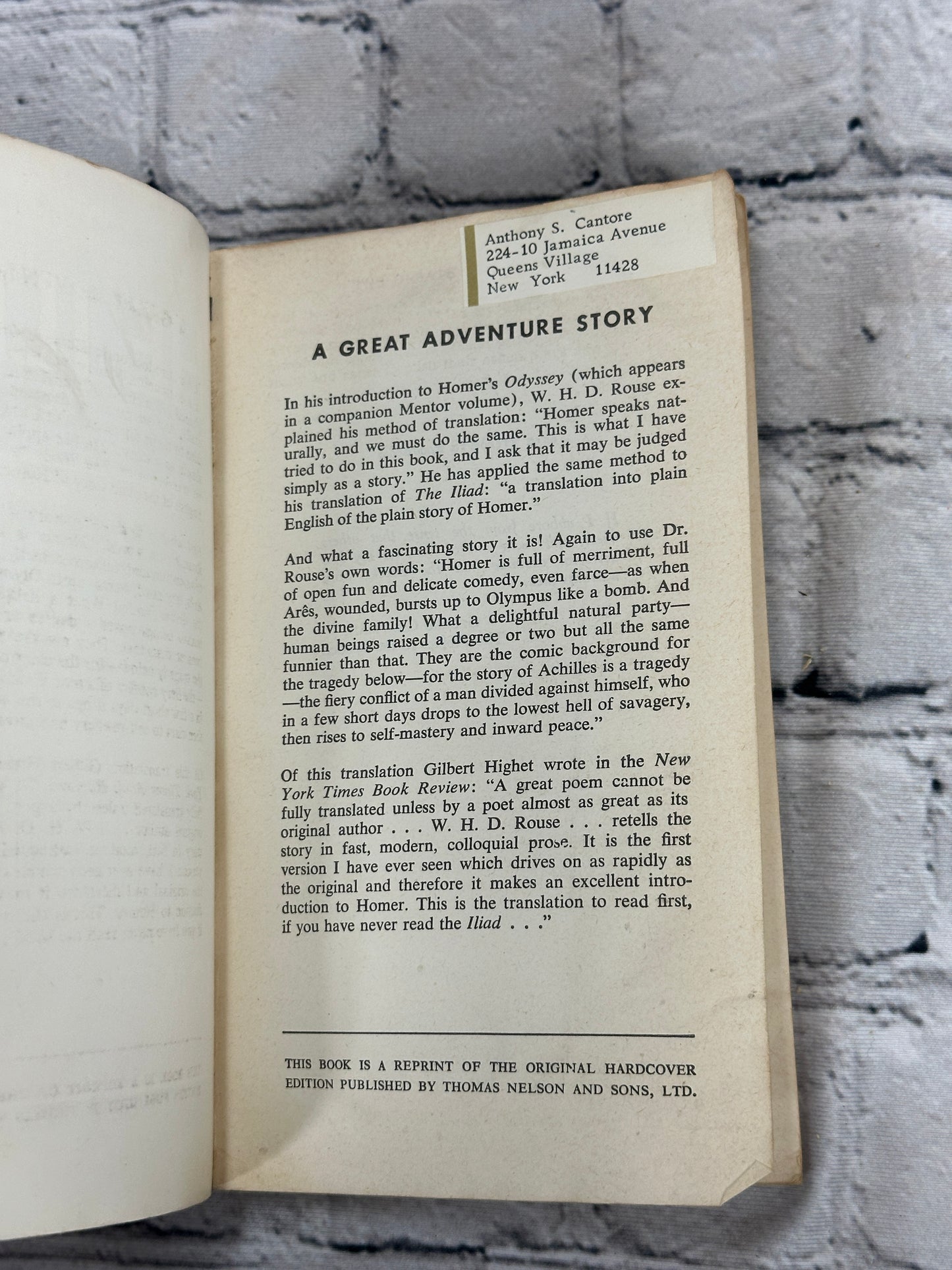 The Iliad by Homer  [Mentor Classic  · 1962]