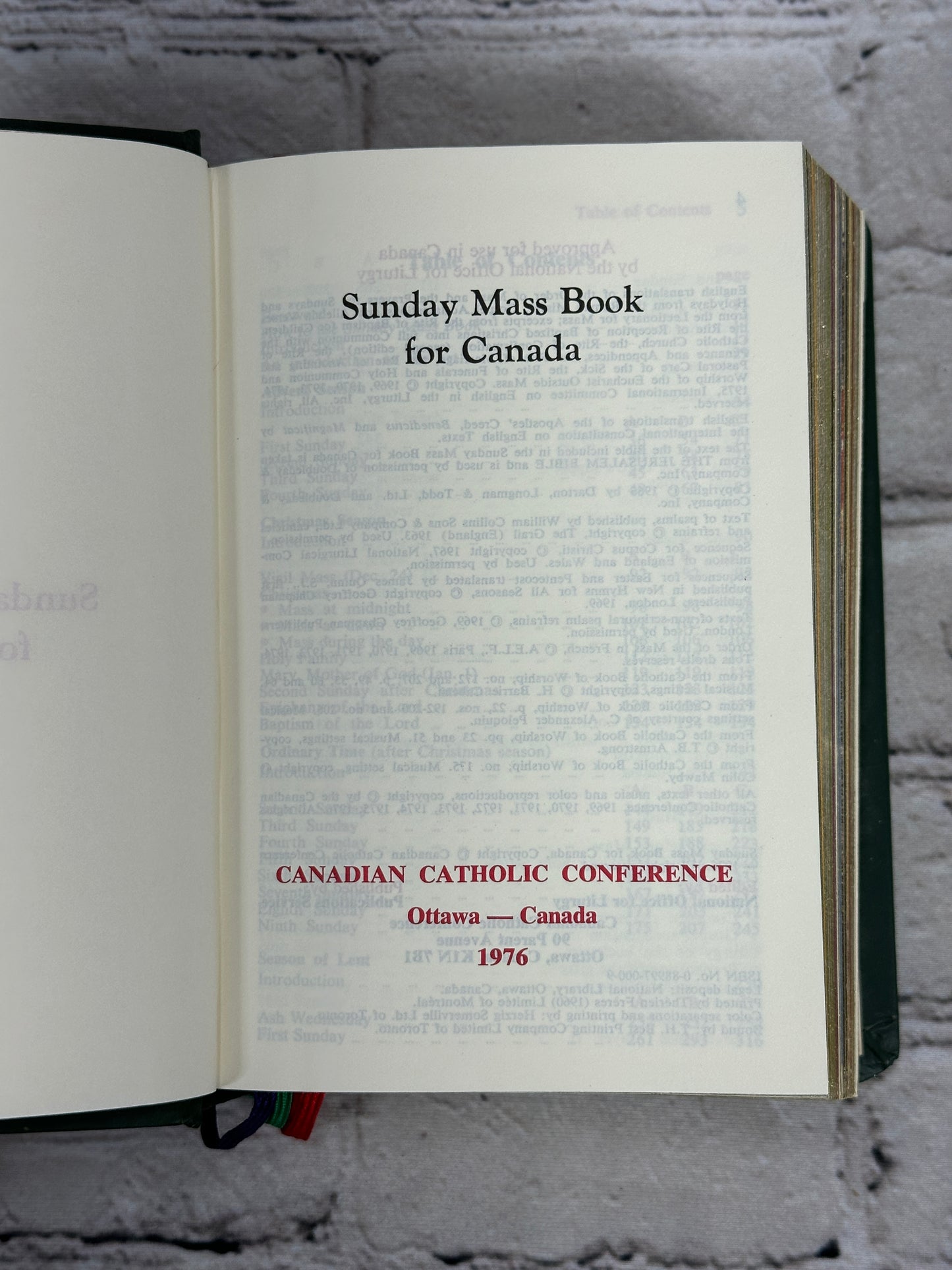 Sunday Mass Book For Canada [Canadian Catholic Conference · 1976]