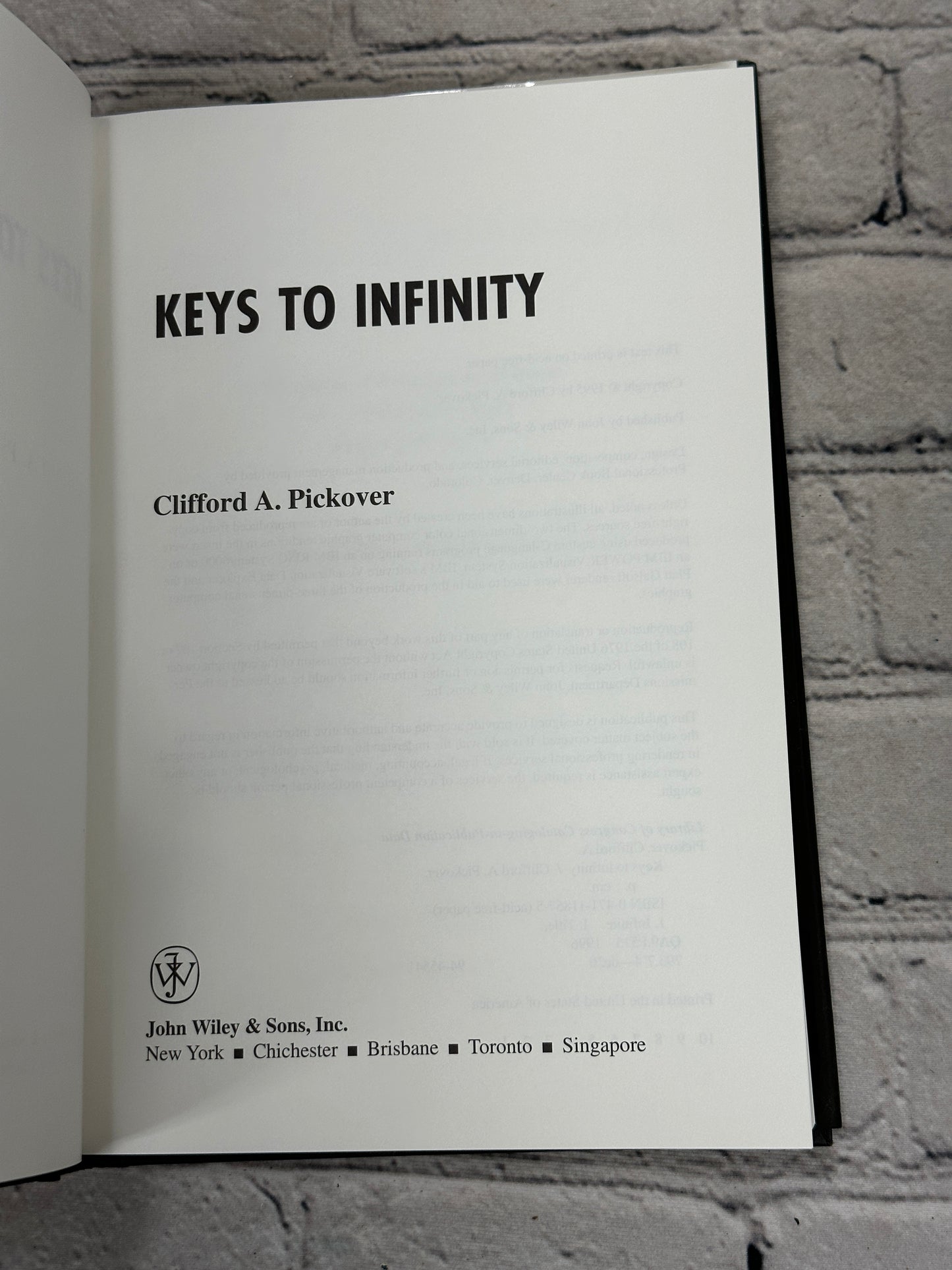 Keys to Infinity by Clifford A. Pickover [1995 · First Printing]