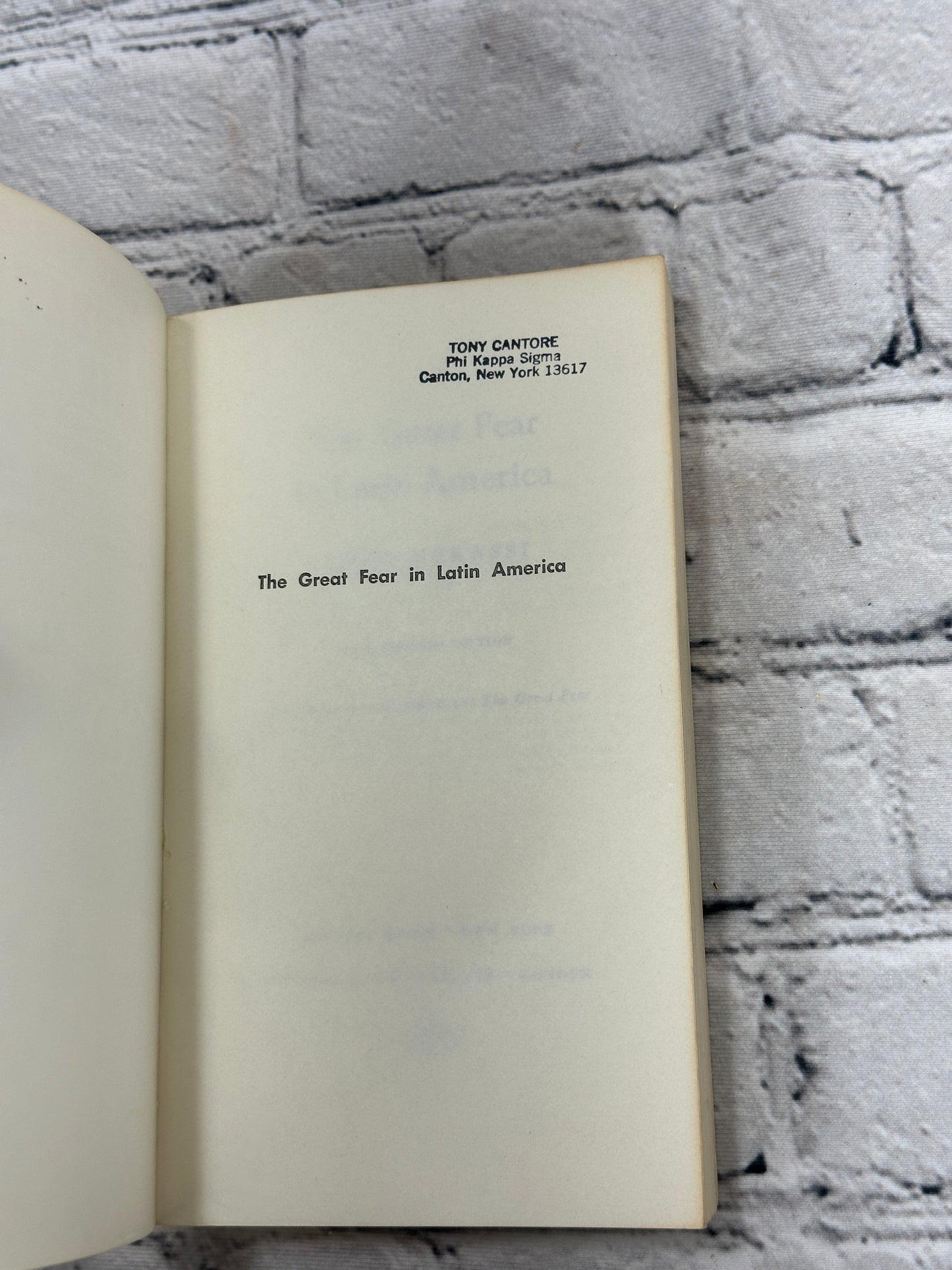 The Great Fear in Latin America John Gerassi [1967]