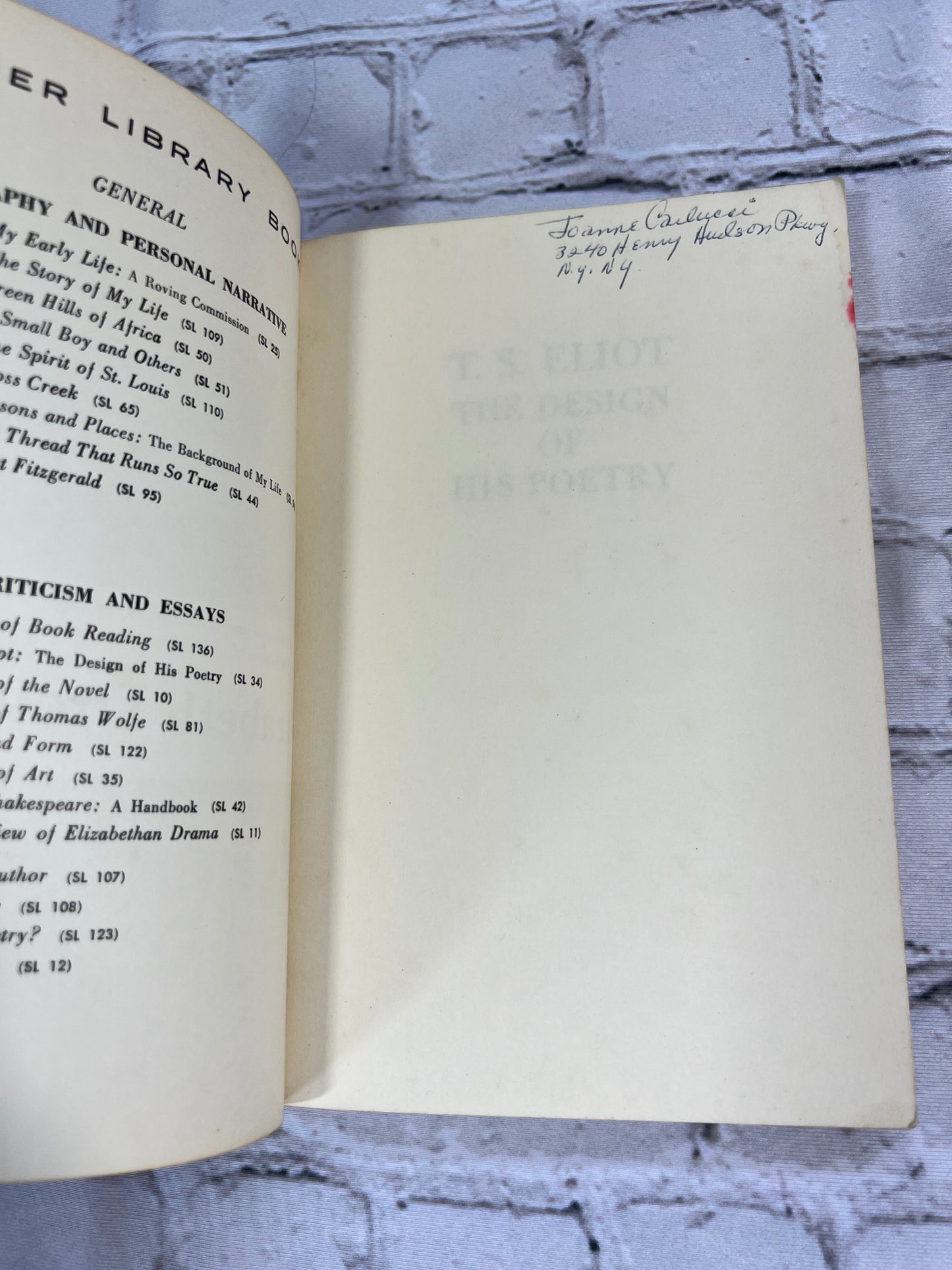 T S  Eliot: The Design of His Poetry by Elizabeth Drew [1949 · The Scribner Library]