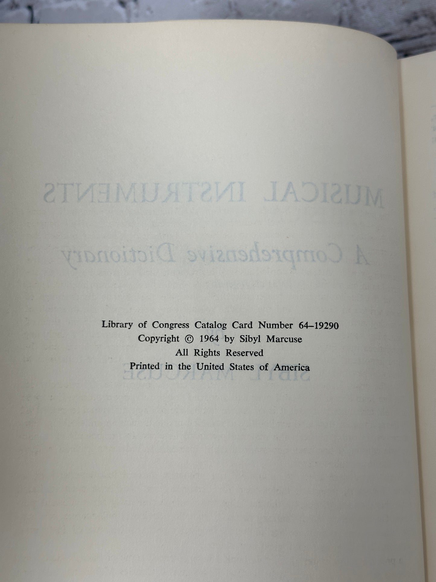 Musical Instruments: A Comprehensive Dictionary By Sibyl Marcuse [1st Ed. · 1964]