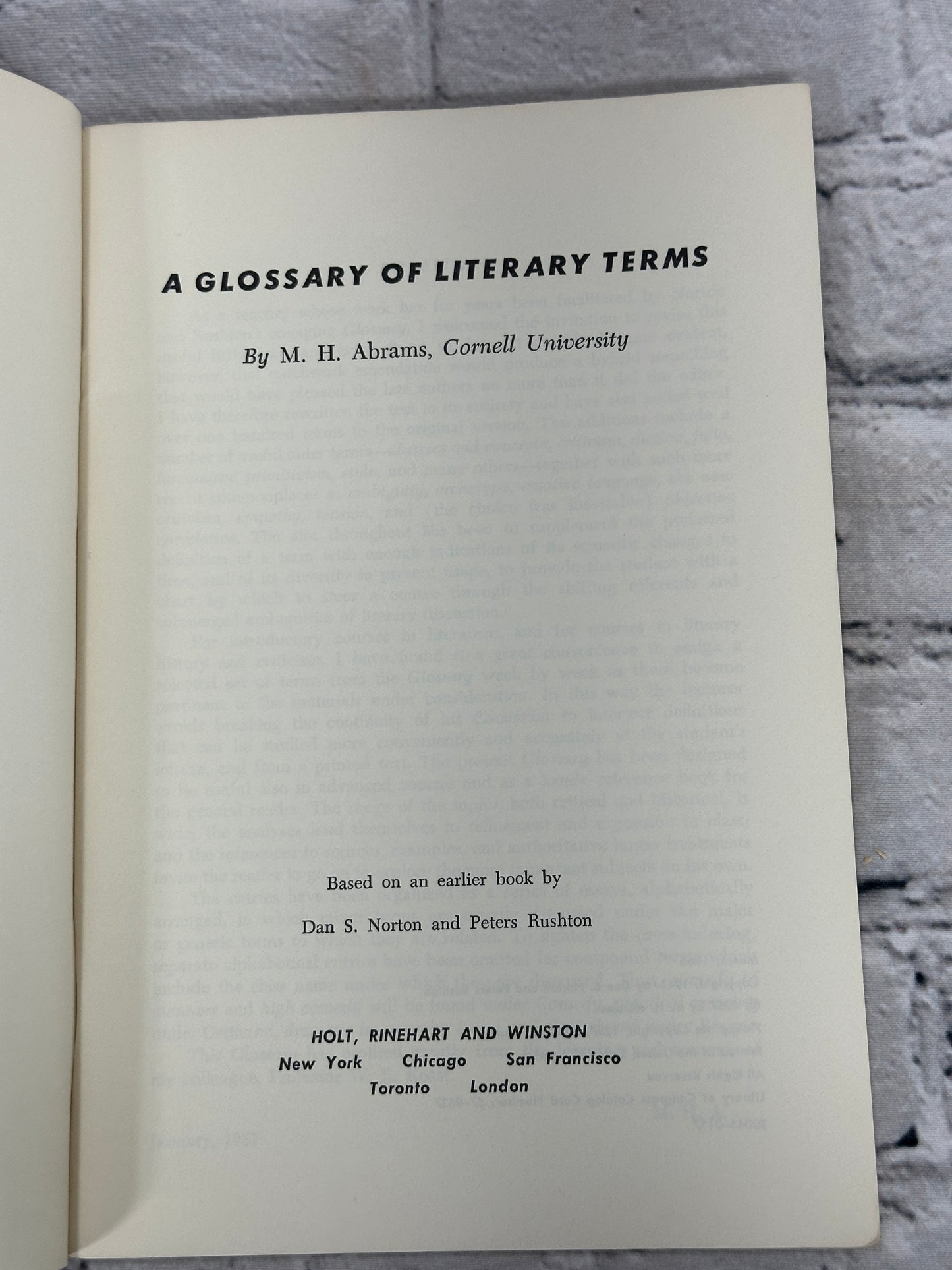 A Glossary of Literary Terms by M.H. Abrams [1966]