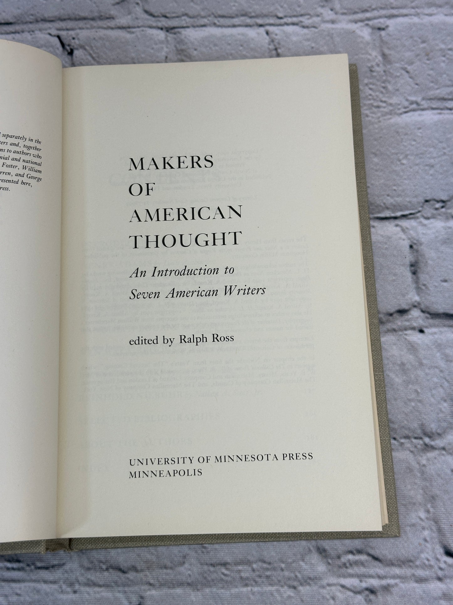 Makers of American Thought An Intro to Seven American Writers [1974]