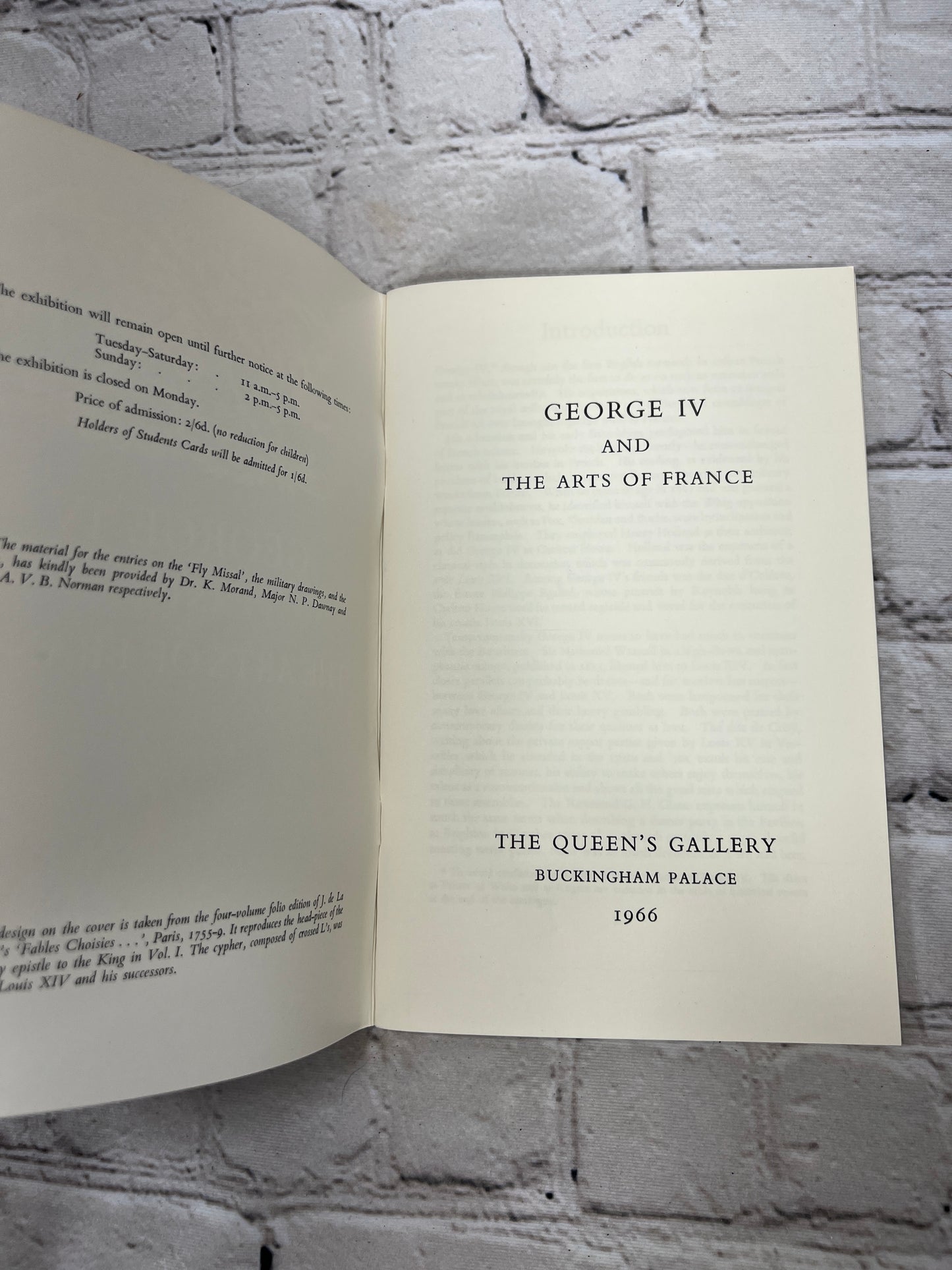 George IV and the Arts of France The Queens Gallery Buckingham Palace [1966]