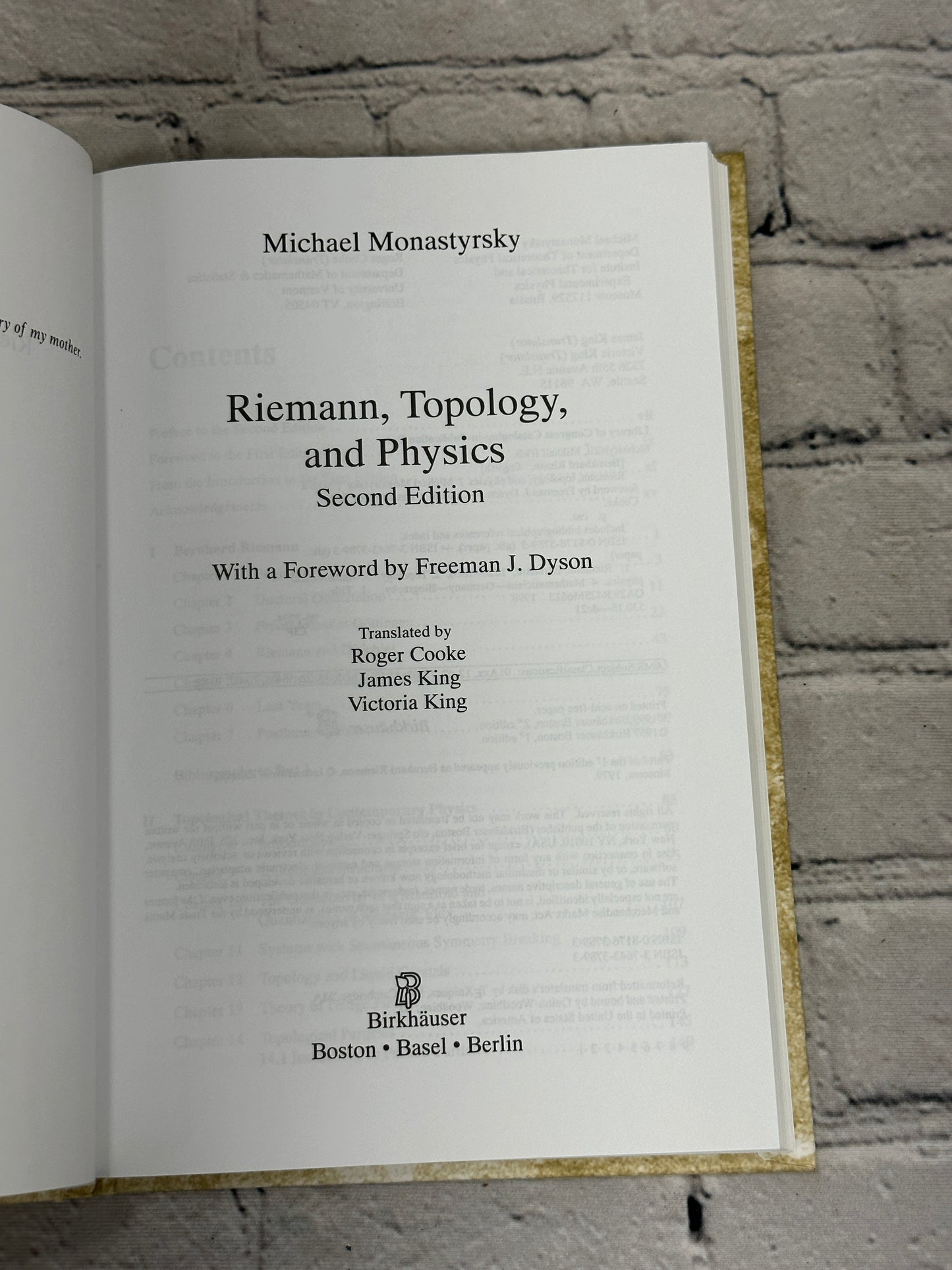 Rieman, Topology, and Physics By Michael Monastyrsky [1999 · Second Edition]