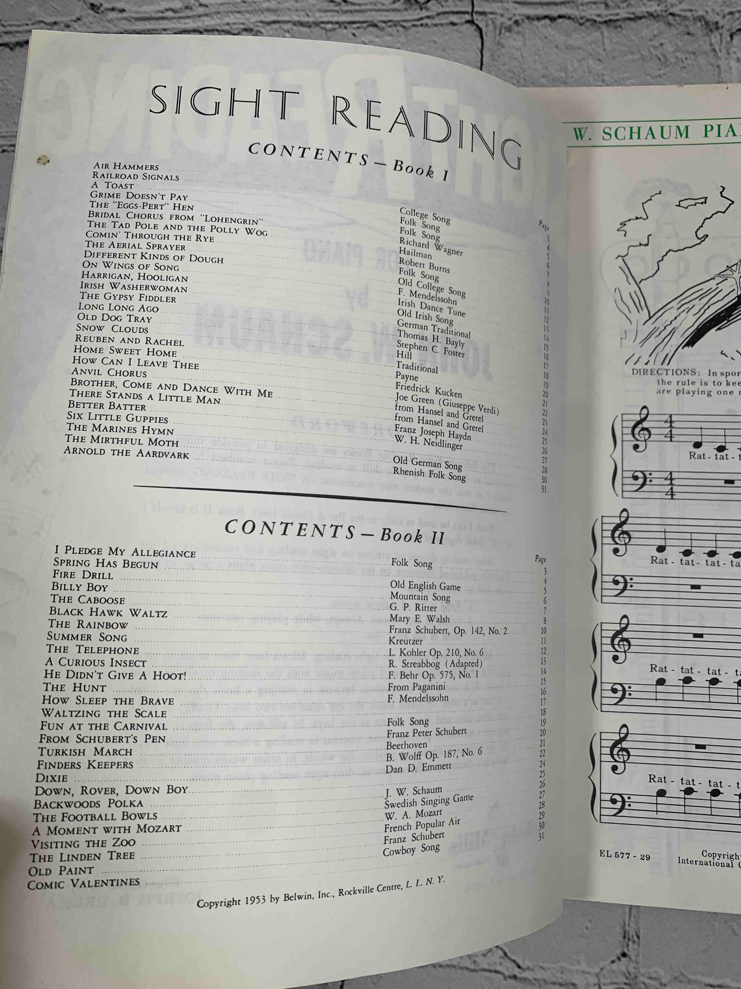 Sight Reading for Paino Book One & Two