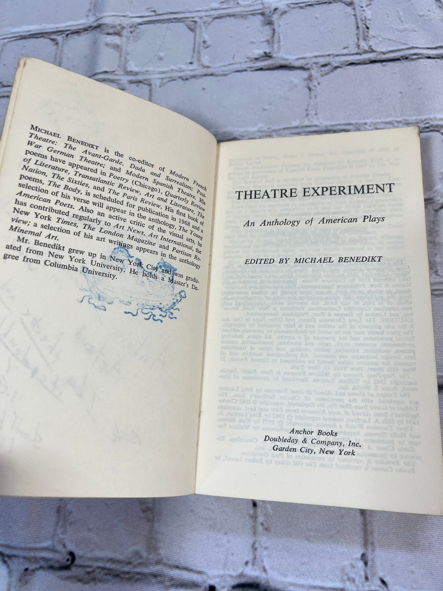 Theatre Experiment An Anthology of American Plays [1968 · Doubleday]