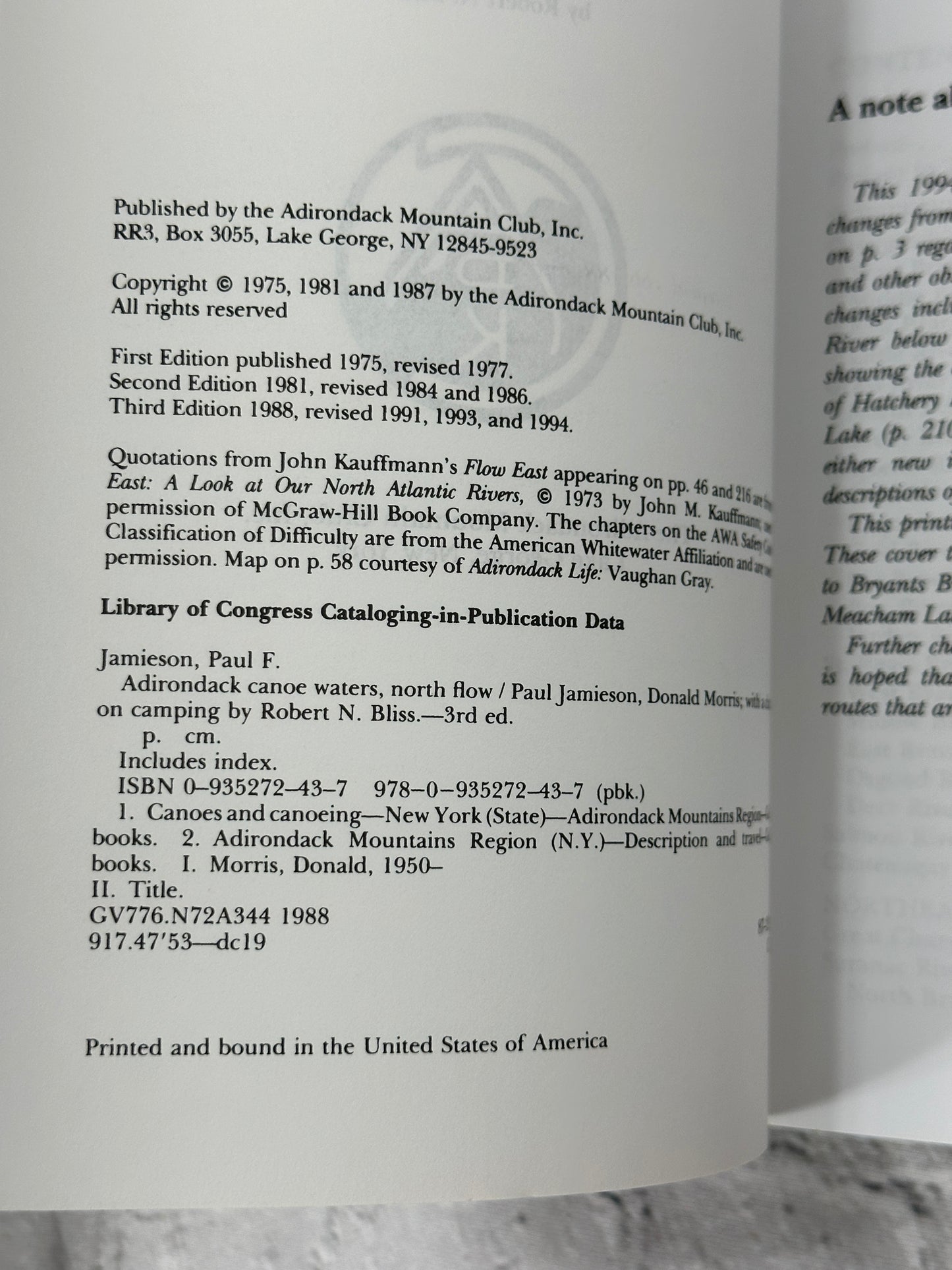 Adirondack Canoe Waters : North Flow by Donald Morris & Paul Jamieson [1994]