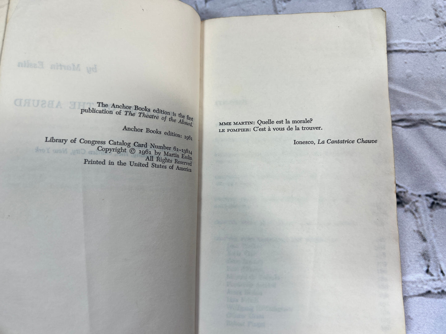 The Theatre of the Absurd by Martin Esslin [1961 · Achor Books Edition]