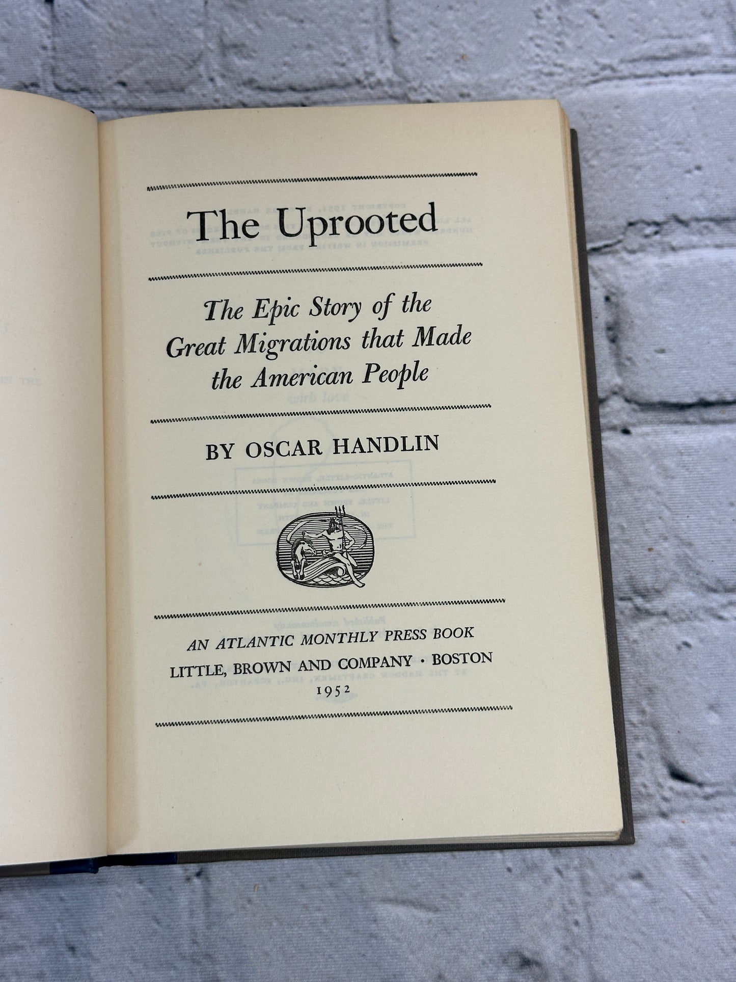 The Uprooted: The Epic Story of the..by Oscar Handlin [1951 · First Edition]