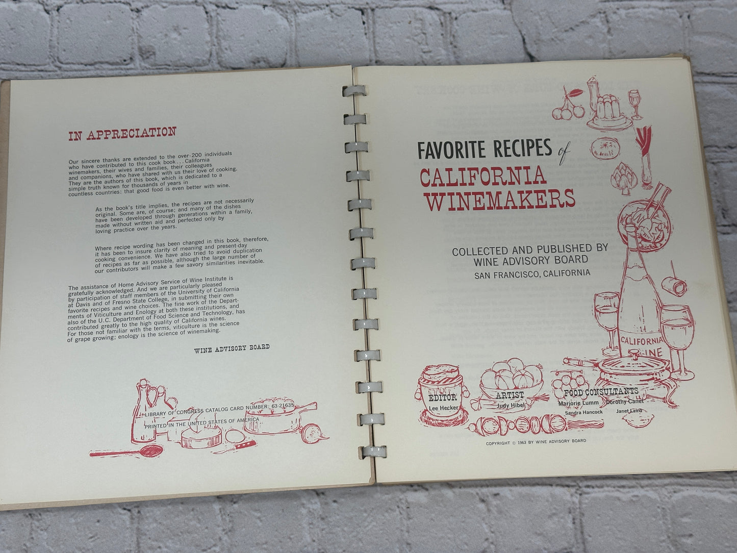 Favorite Recipes Of California Winemakers by Wine Advisory Board [1963]