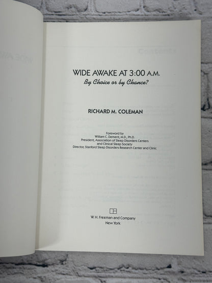 Wide Awake at 3:00 AM by Choice or by Chance by Richard Coleman [1986]
