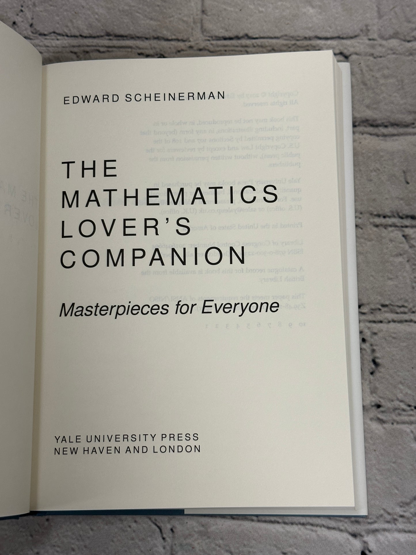 The Mathematics Lover's  Companion: Masterpieces..by Edward Scheinerman [2017]