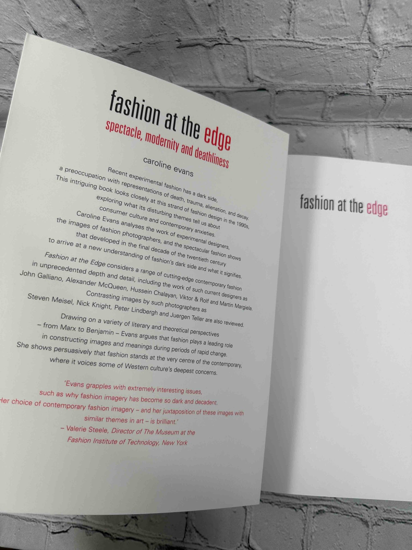 Fashion at the Edge: Spectacle, Modernity, and Deathliness