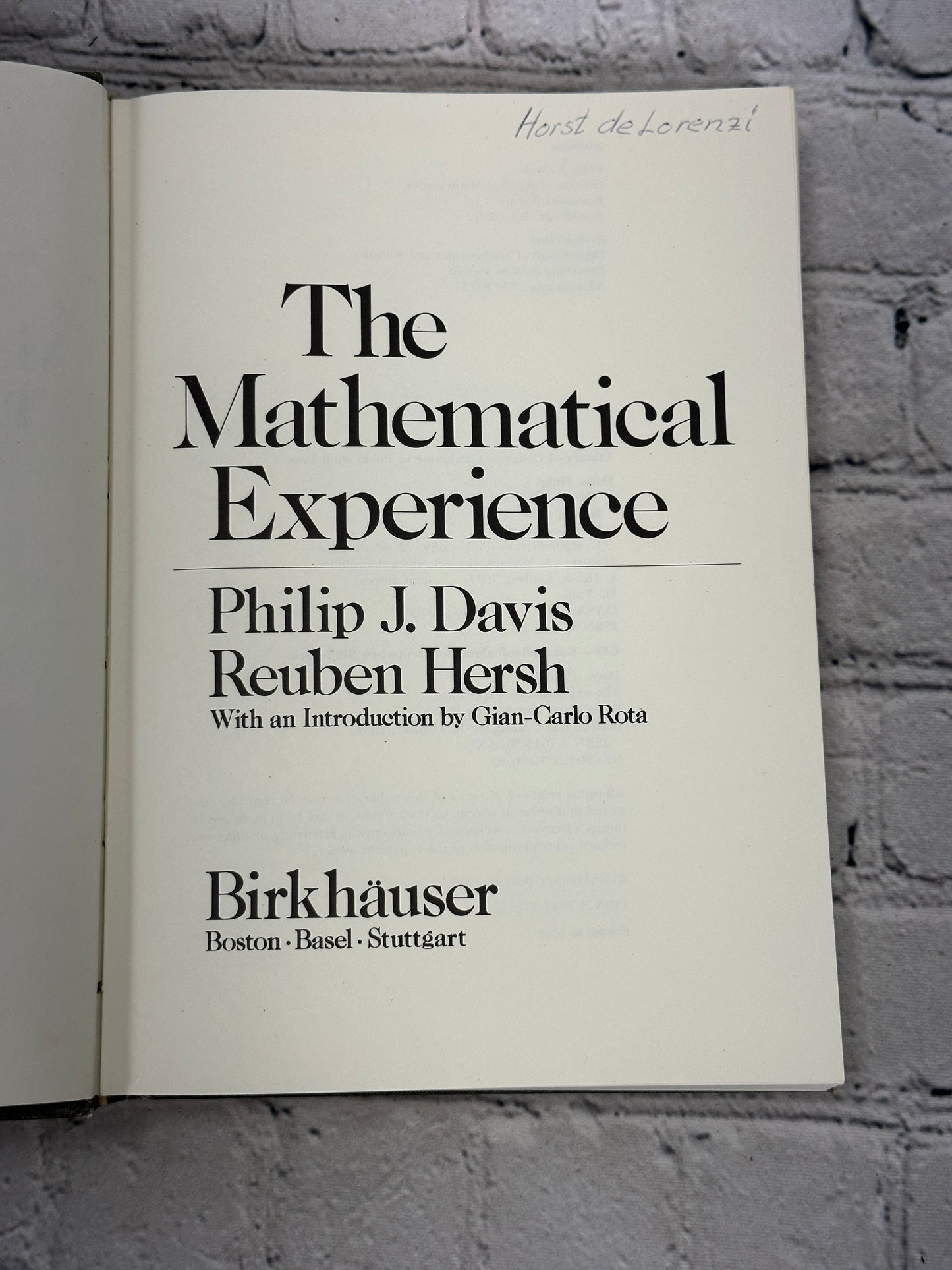 The Mathematical Experience by Davis & Hersh [1980]