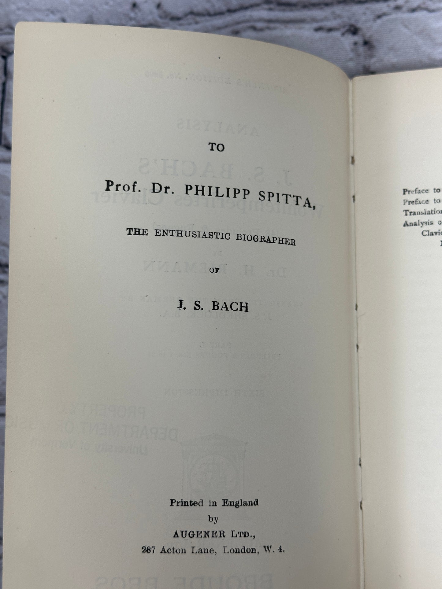 Analysis of J. S. Bach's Preludes Fugues Part I By Reimann [Augeners Ed No. 9205