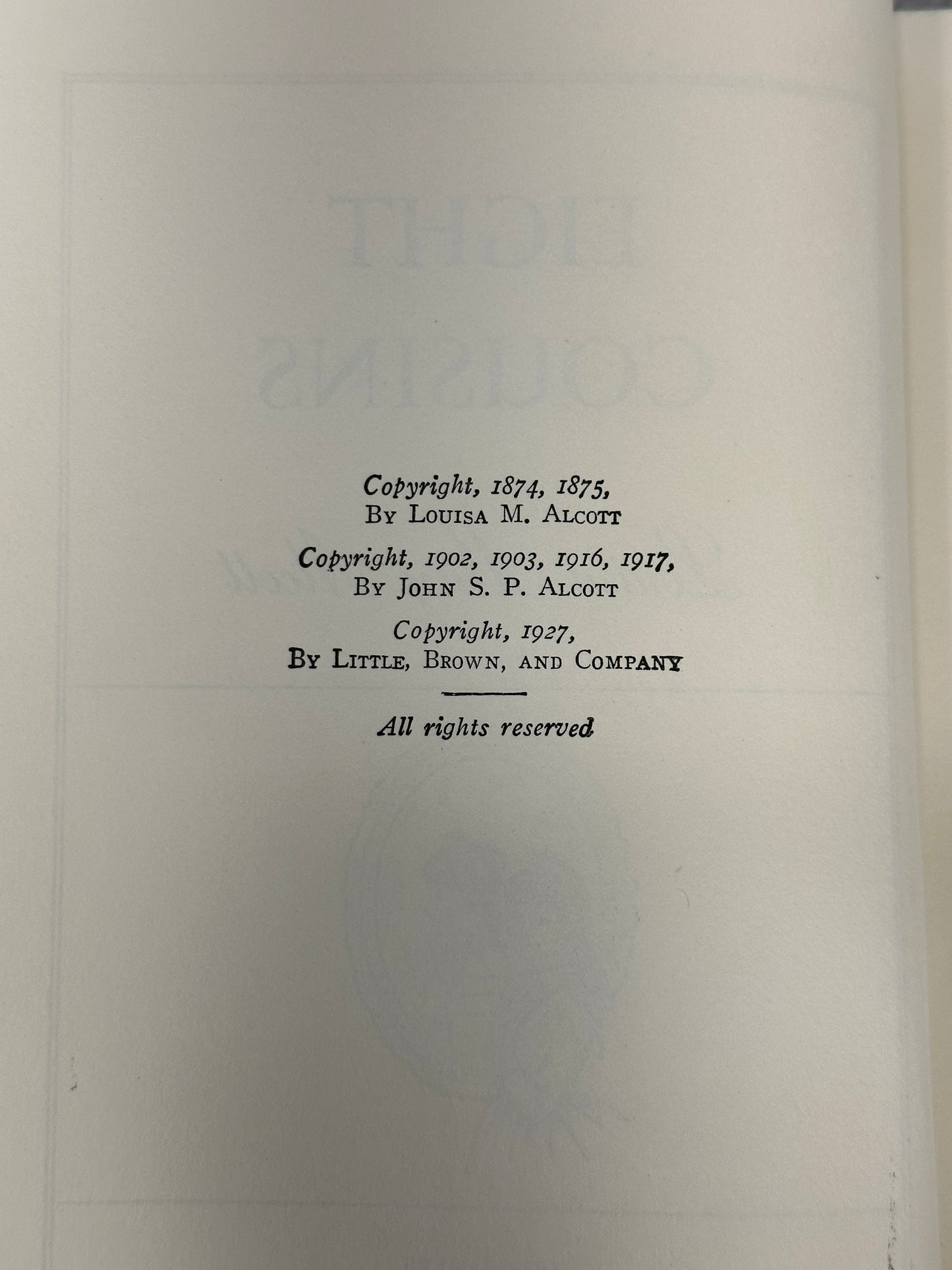 Eight Cousins by Louisa May Alcott [1927]