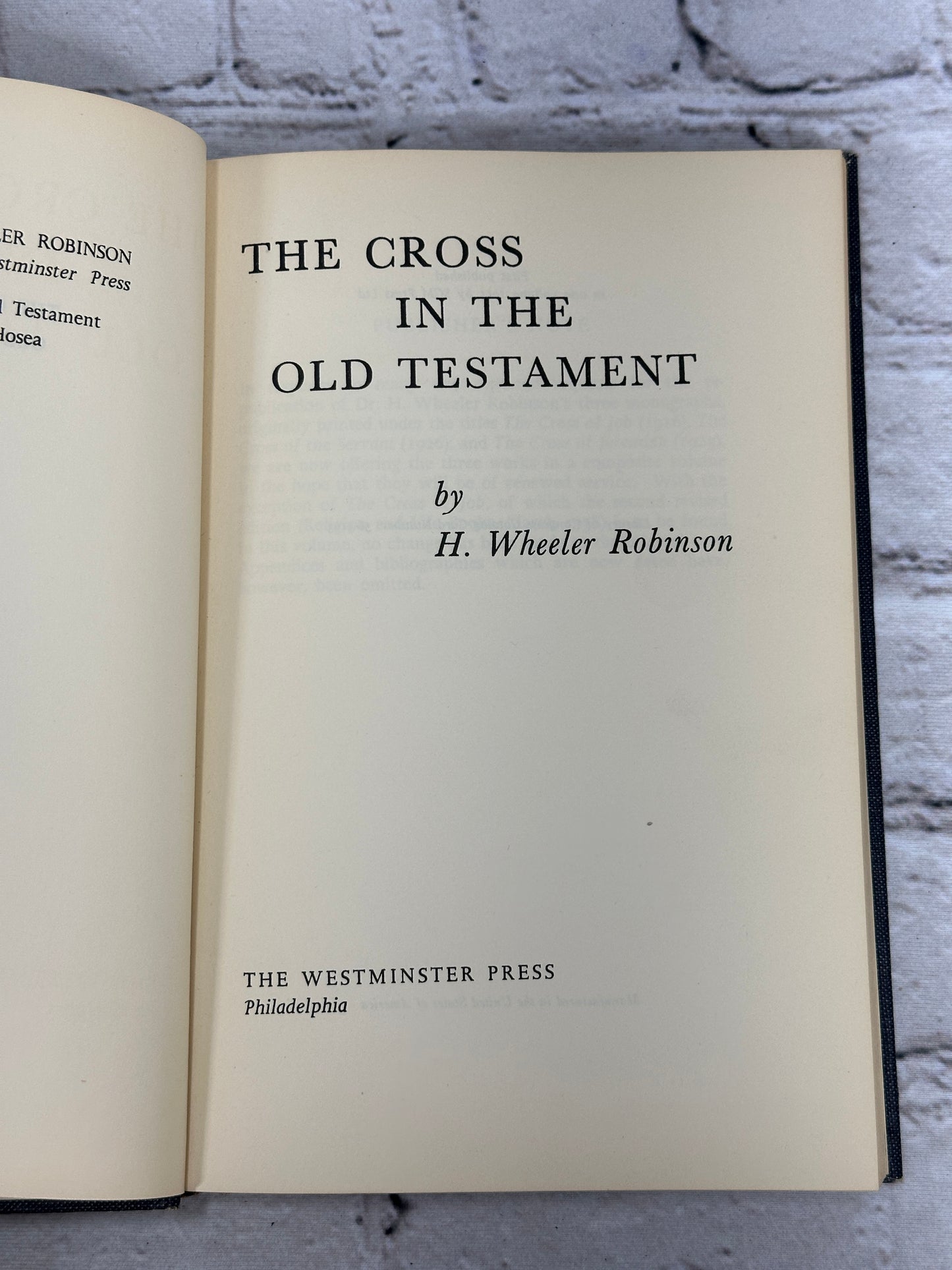 The Cross in the Old Testament by H. Wheller Robinson [1955]