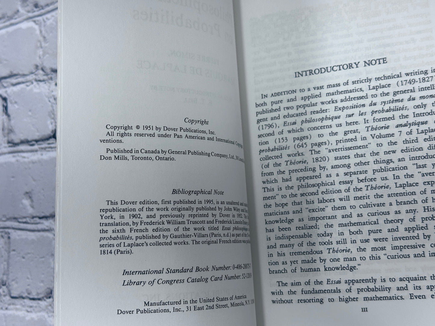 Philosophical Essay on Probabilities by Pierre de Laplace [1995]