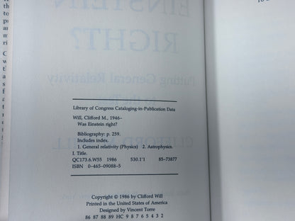 Was Einstein Right? : Putting General Relativity to the Test by Will [1986]