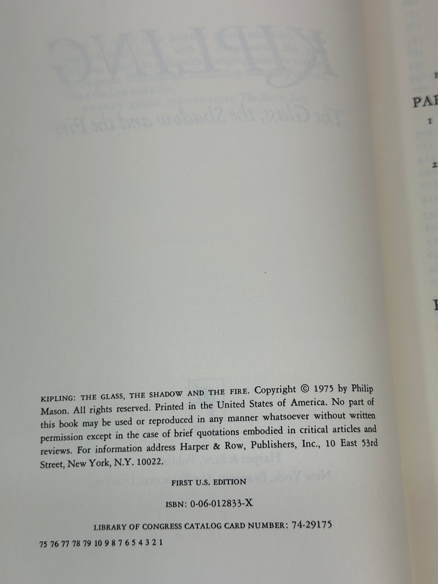 Kipling: The Glass The Shadow And The Fire by Philip Mason [1975 · First US Ed]