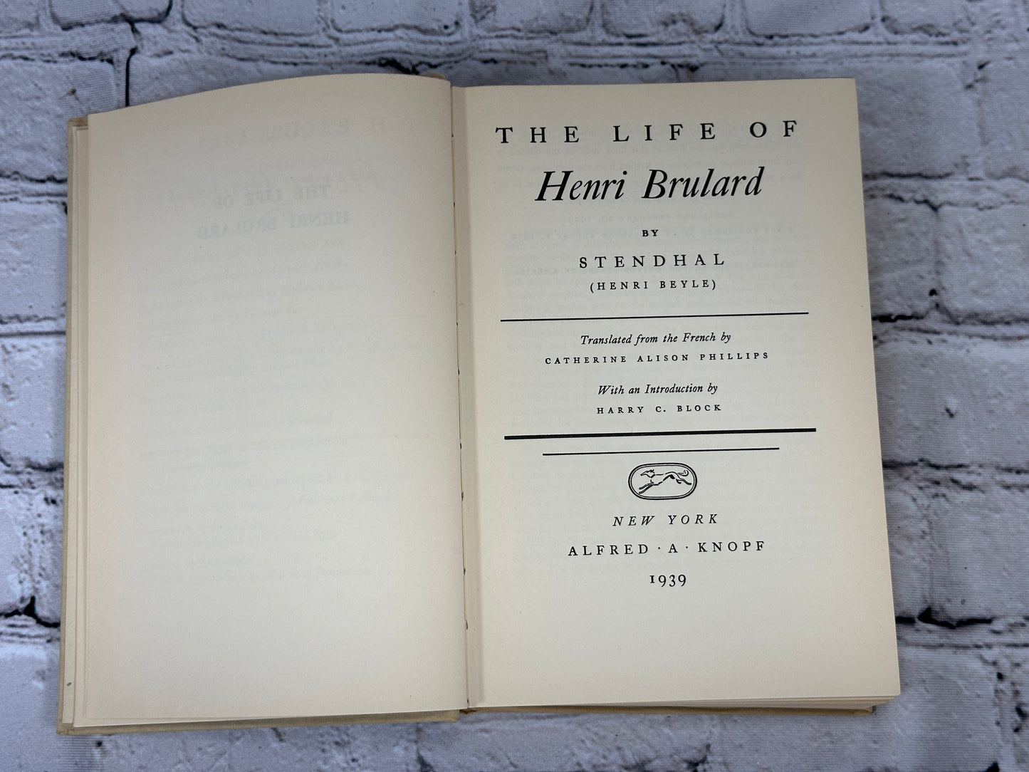 The Life of Henri Brulard by Stendhal (Henri Beyle) [1939]