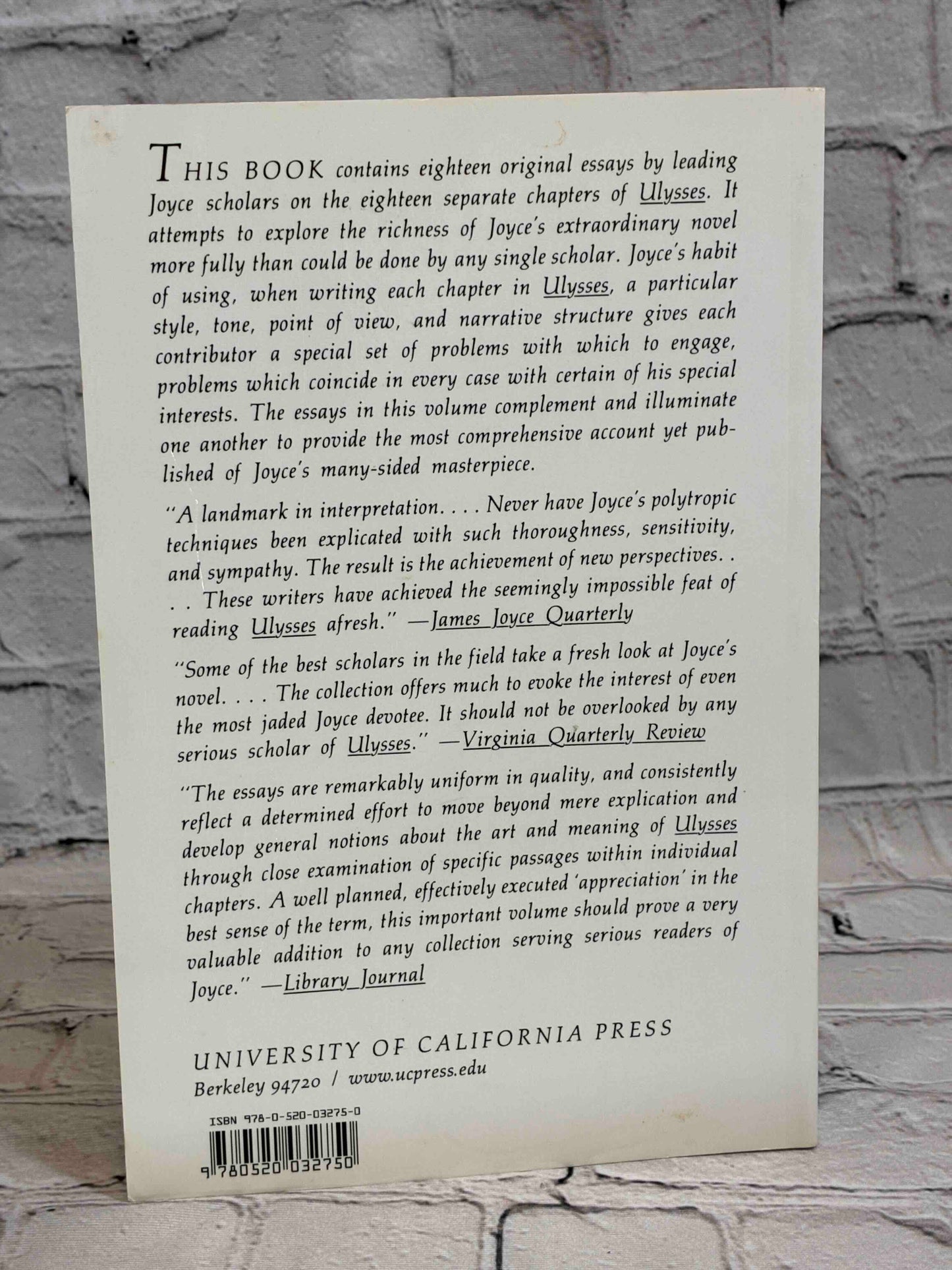 James Joyce's Ulysses: Critical Essays
