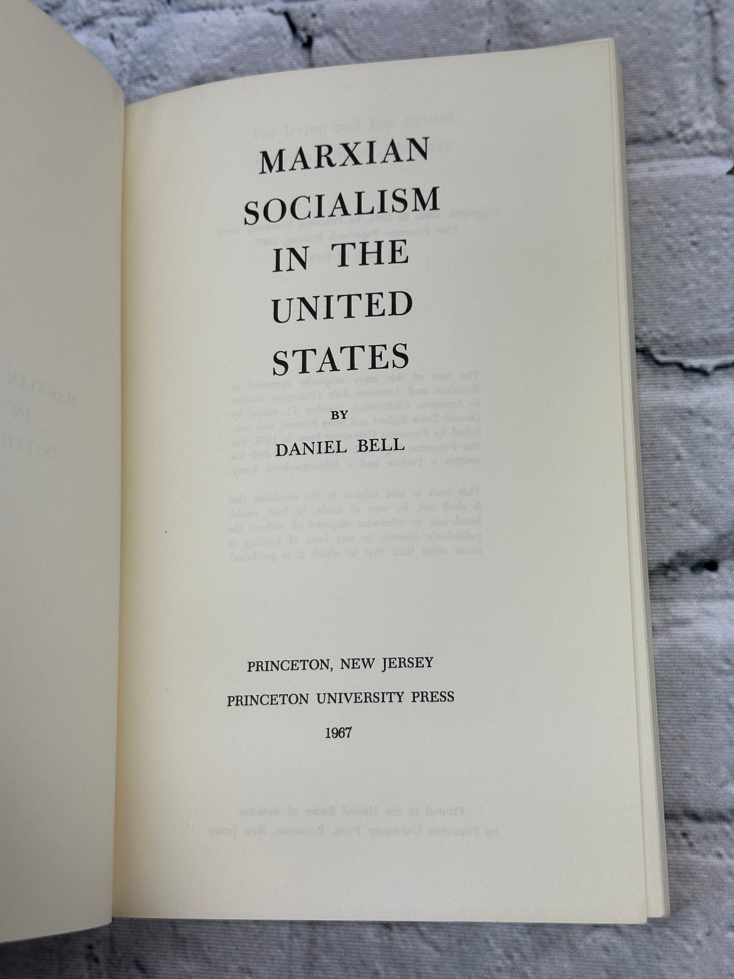 Marxian Socialism in the United States by Daniel Bell [1967]