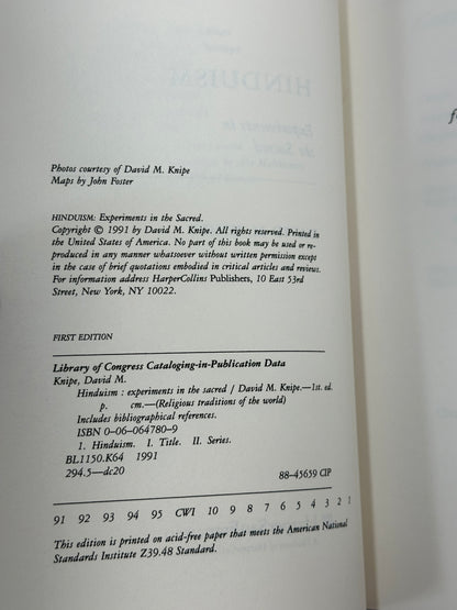 Hinduism : Experiments in the Sacred Paperback David M. Knipe [1991 · 1st Print]