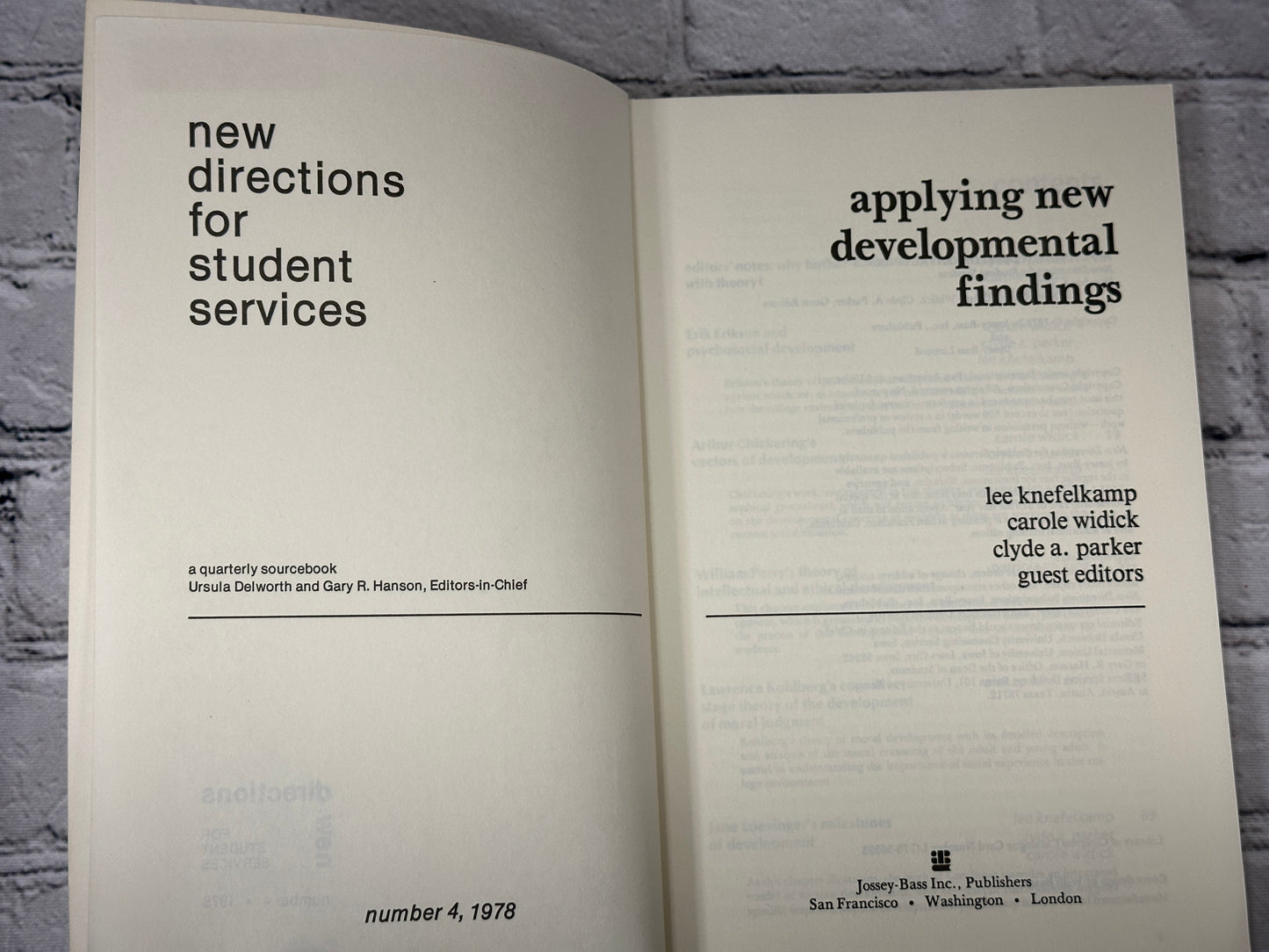 New Directions for Student Services No.4 Applying New Developmental Find..[1978]