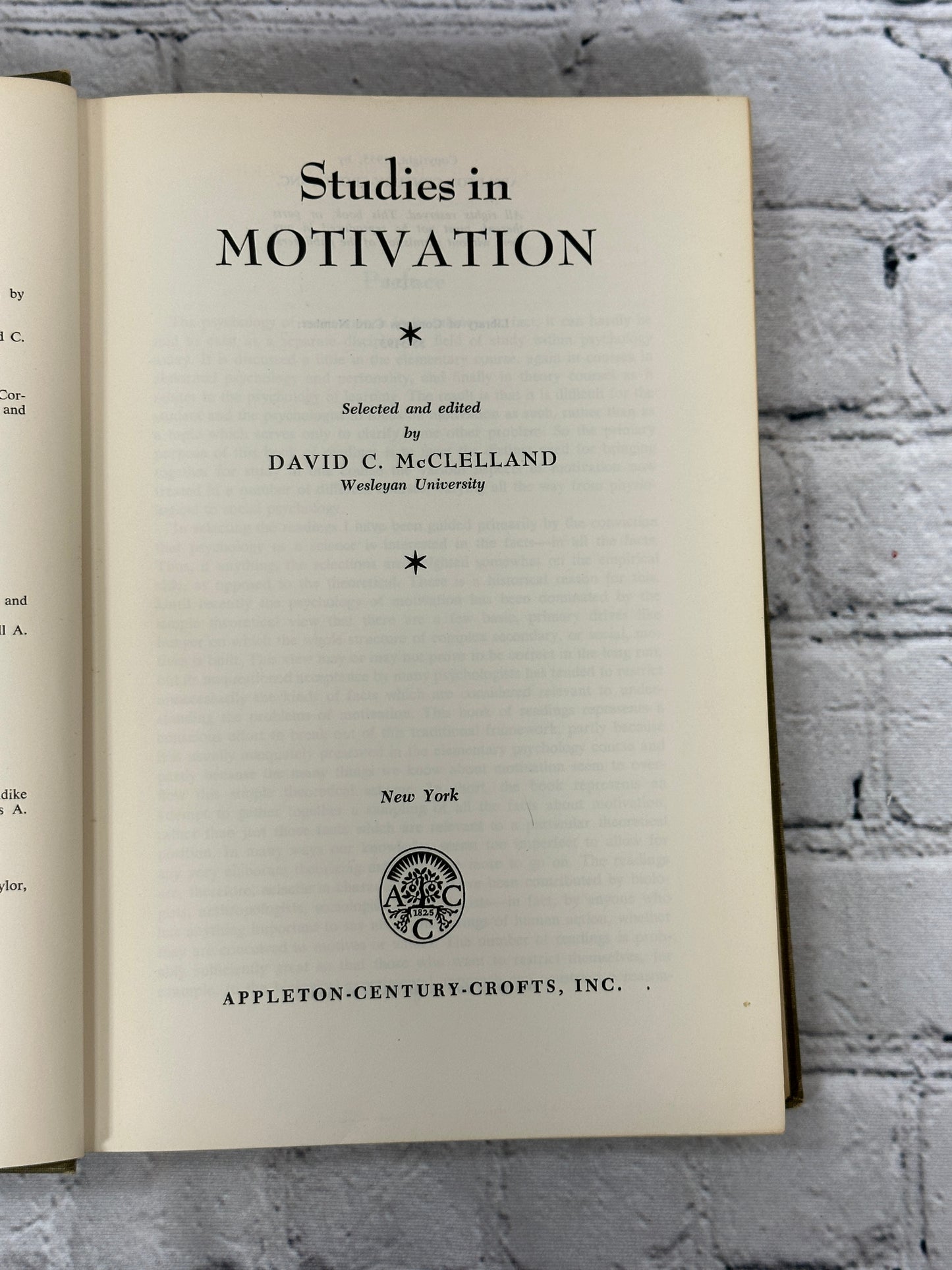 Studies in Motivation Book ed. by David McClelland [1955]