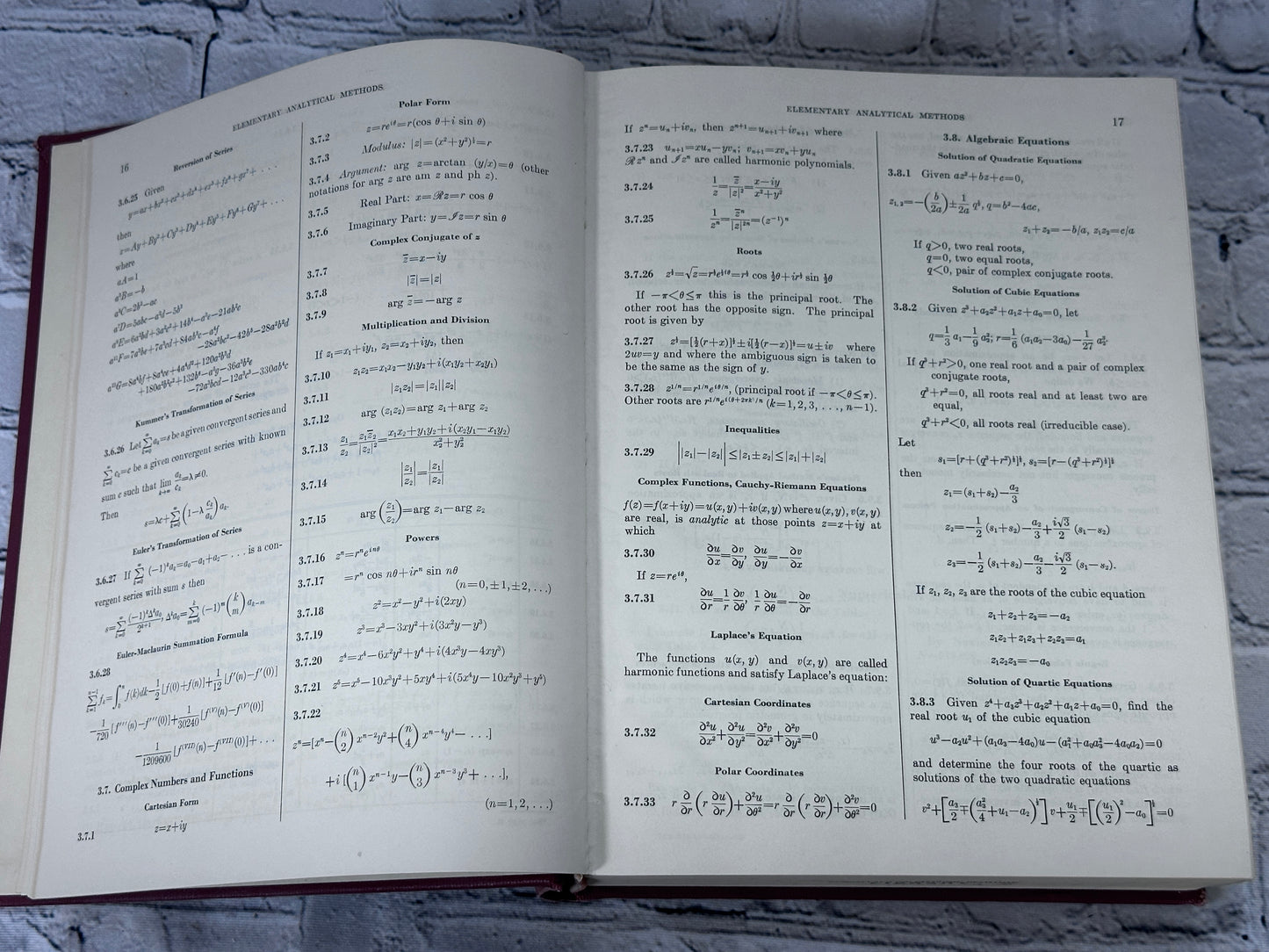 Handbook of Mathematical Functions w/ Formulas, Graphs & Tables [1965]